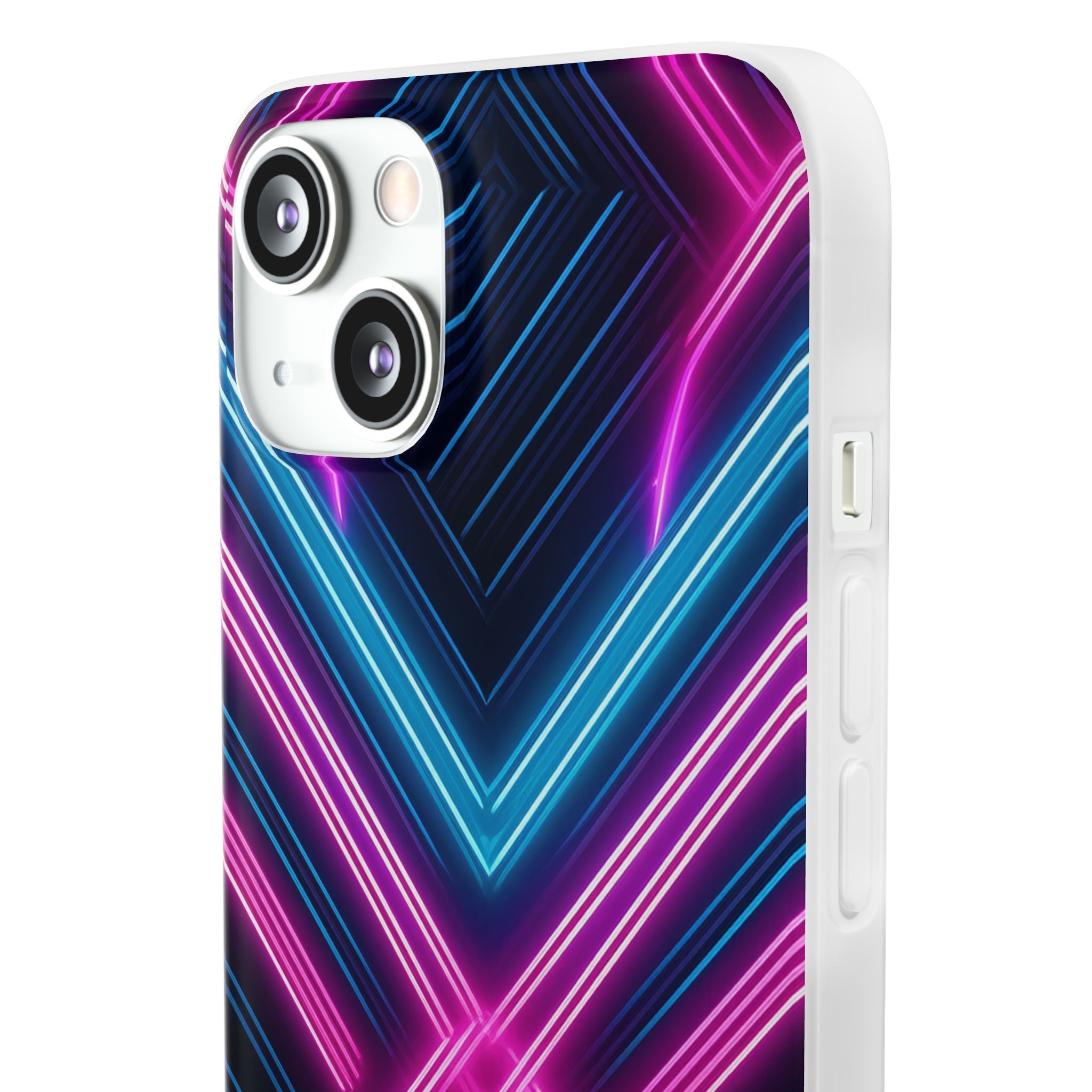 Neon Geometric Phone Case – Retro Vibes Blue & Pink Flexi Case
