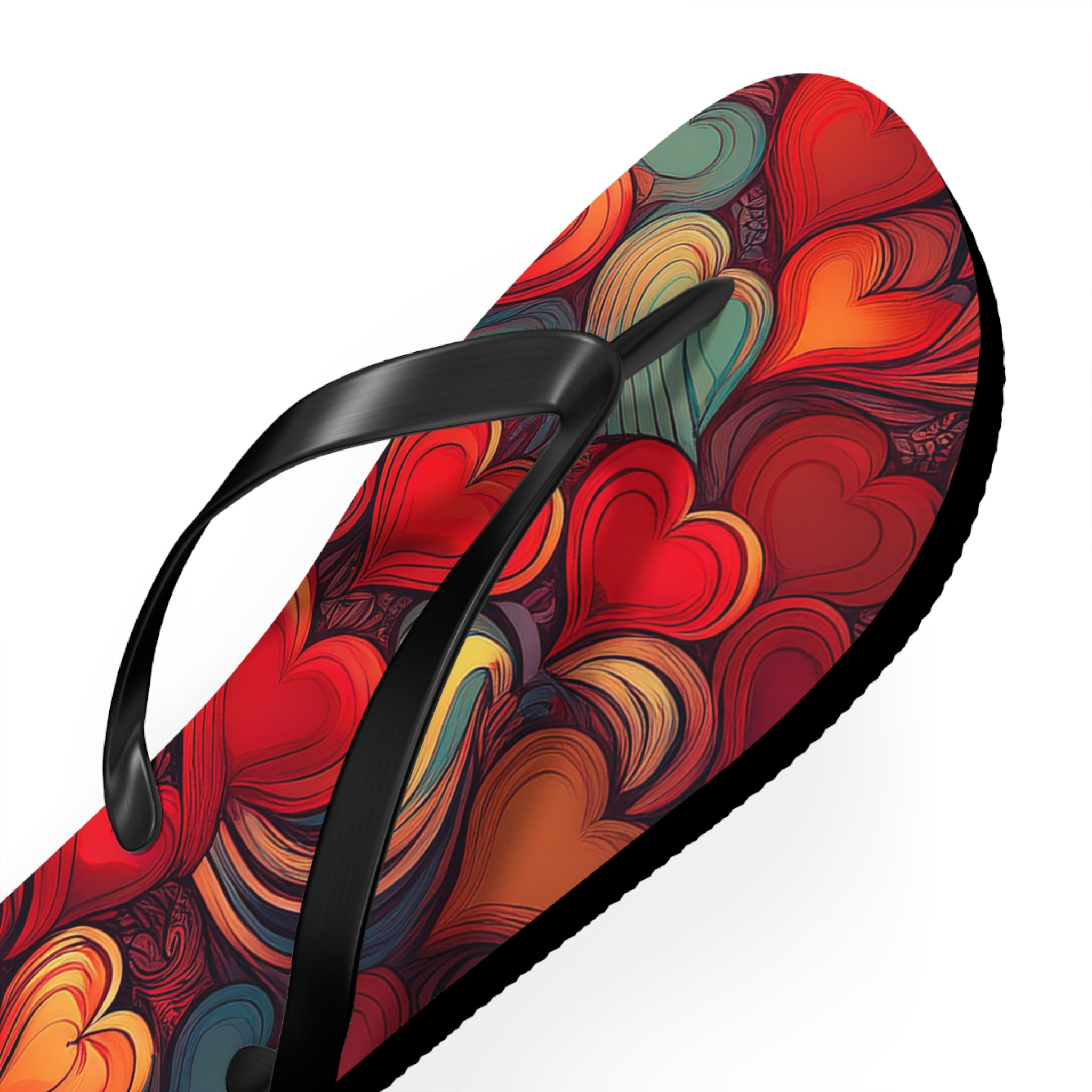 Heart Pattern Flip Flops — Colorful Romantic Summer Sandals