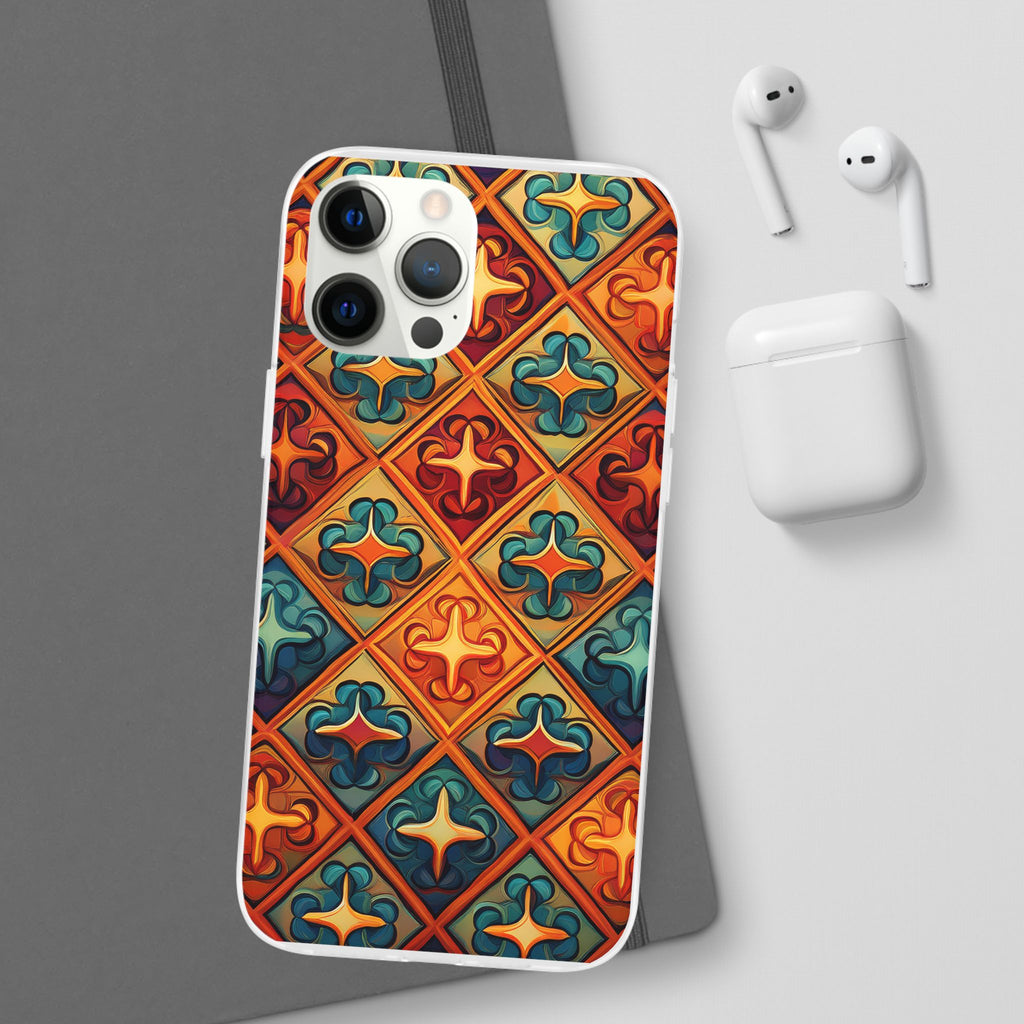 Vintage Tile Pattern Phone Case — Retro Moroccan Geometric Flexi Case