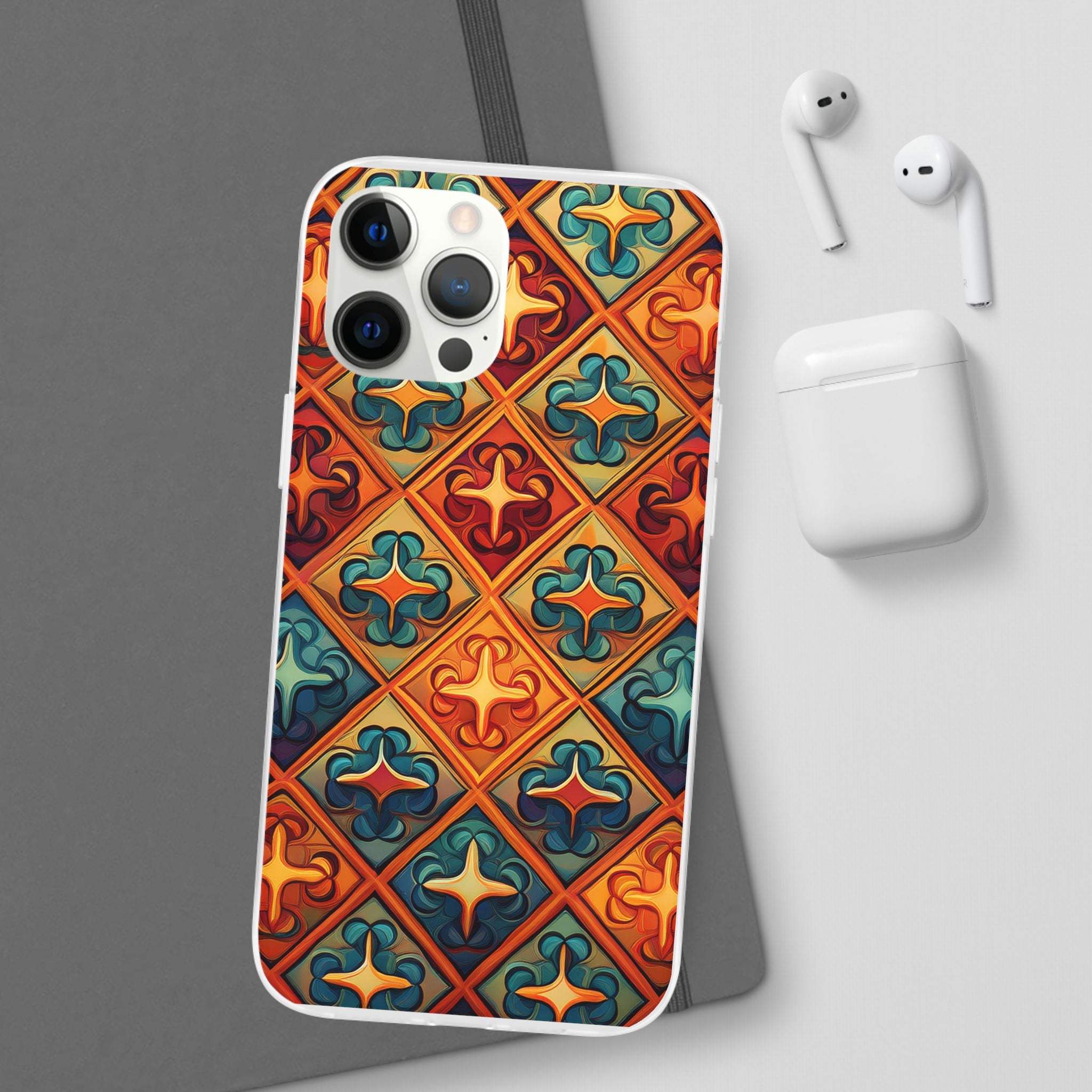 Vintage Tile Pattern Phone Case — Retro Moroccan Geometric Flexi Case