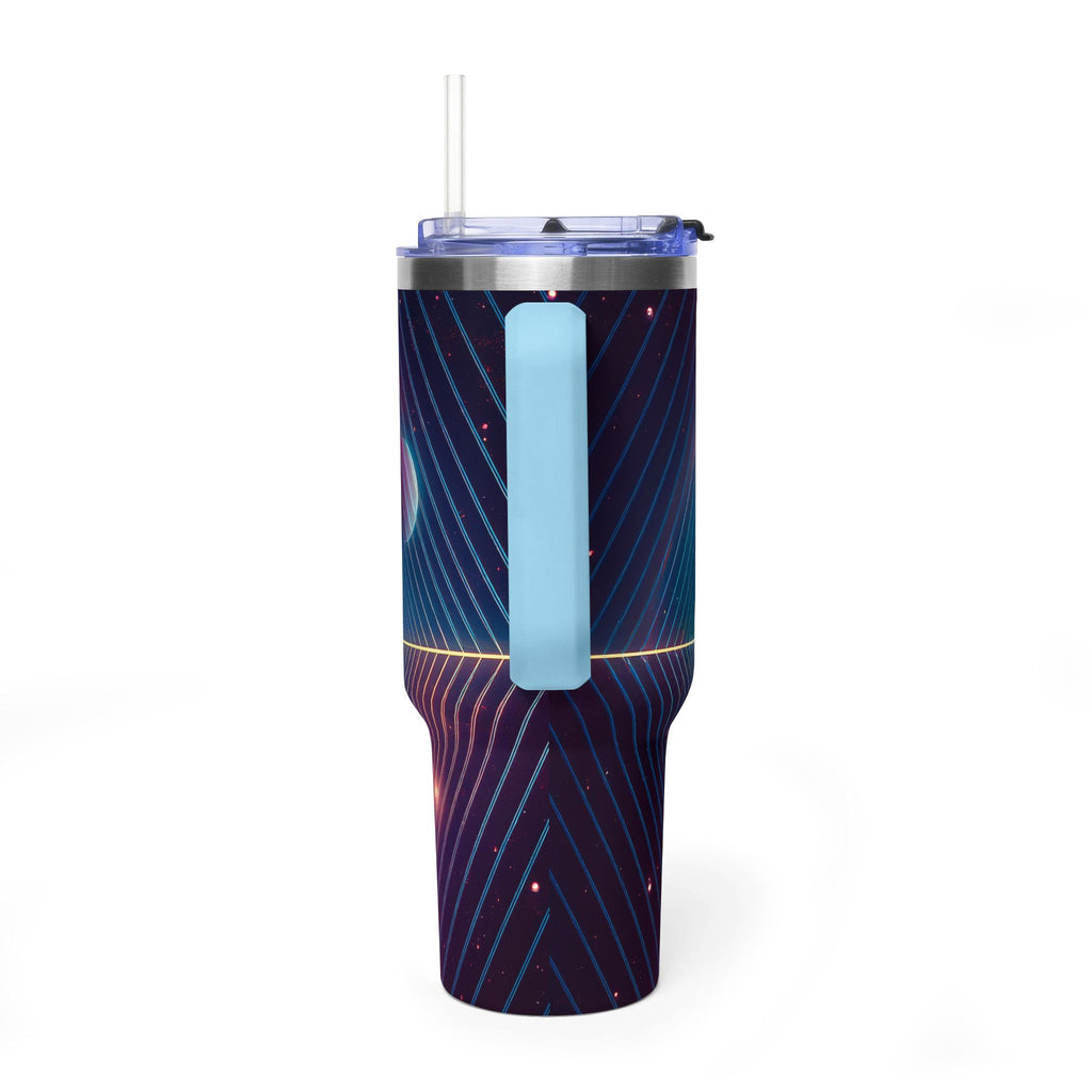 40oz Vacuum Tumbler — Neon Geometric Cosmic Design