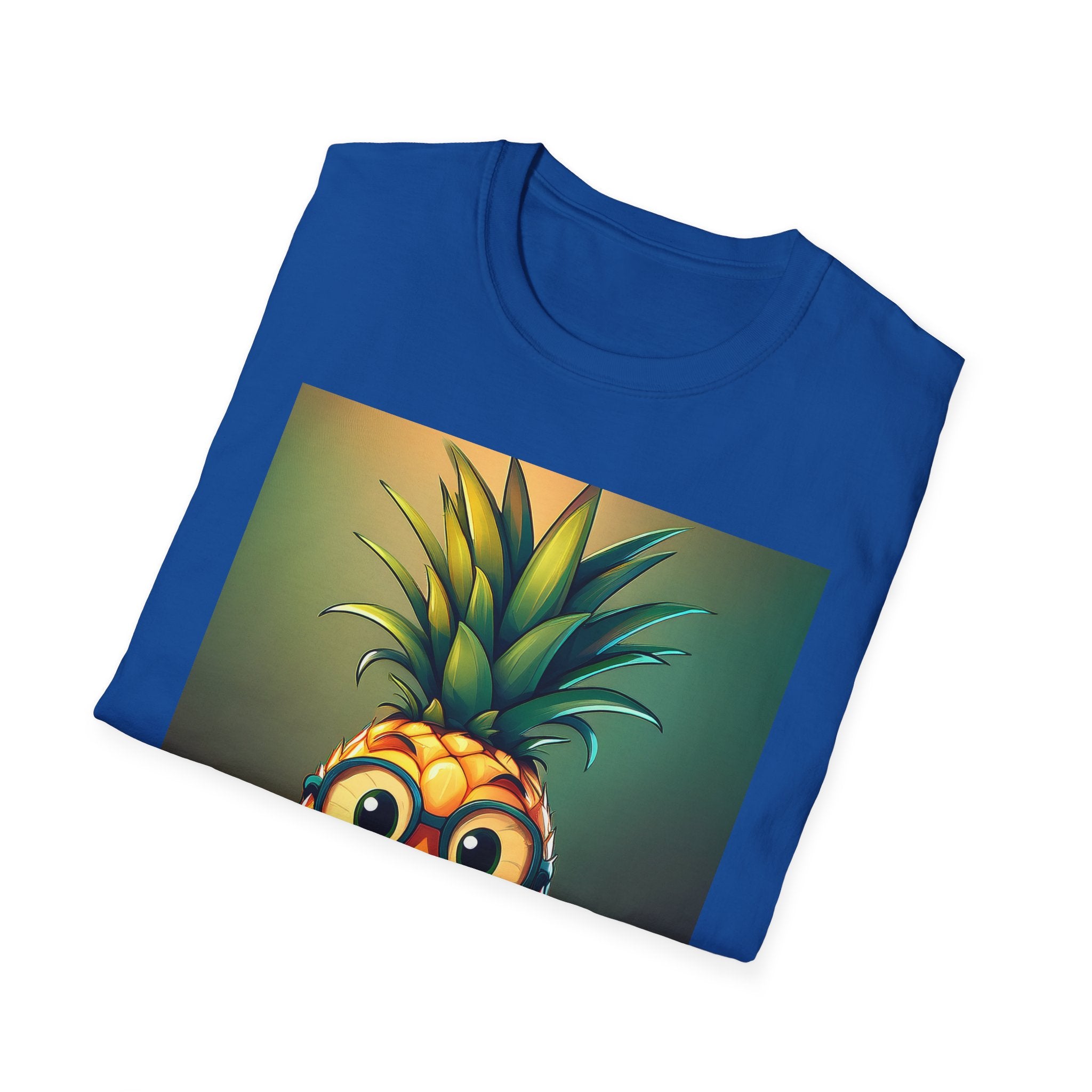 Pineapple Cartoon T-Shirt — Cute Smiling Pineapple with Glasses Tee