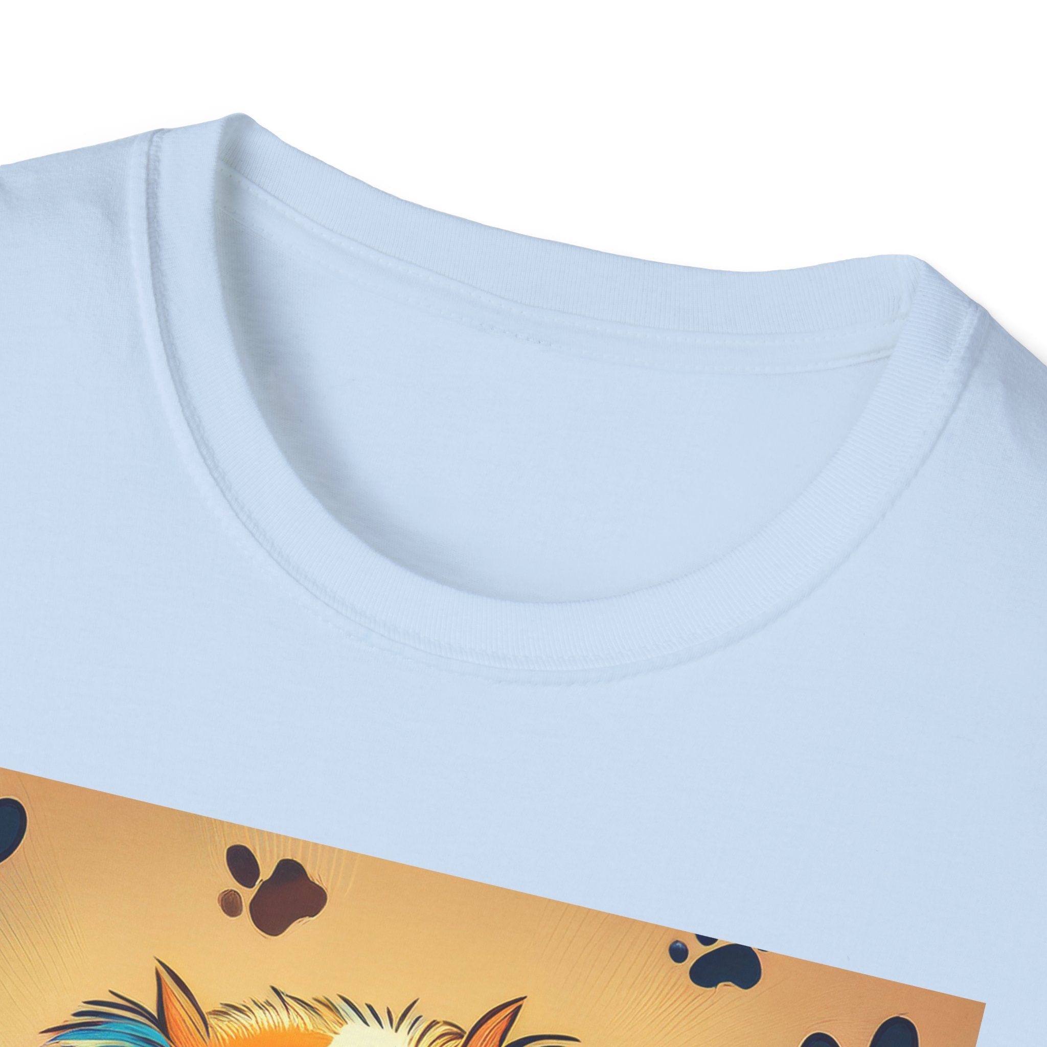 Cute Puppy Portrait T-Shirt — Colorful Paw Print Dog Graphic Tee