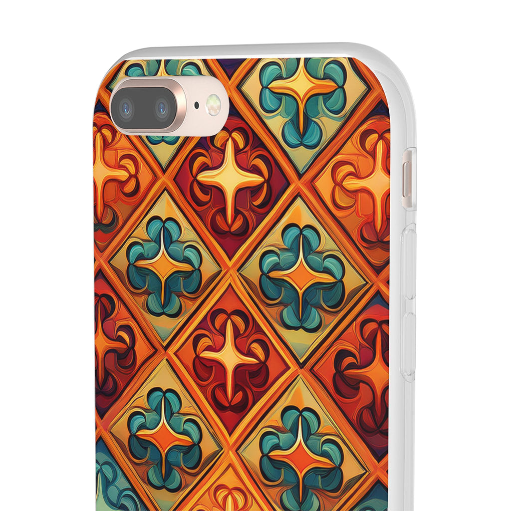 Vintage Tile Pattern Phone Case — Retro Moroccan Geometric Flexi Case