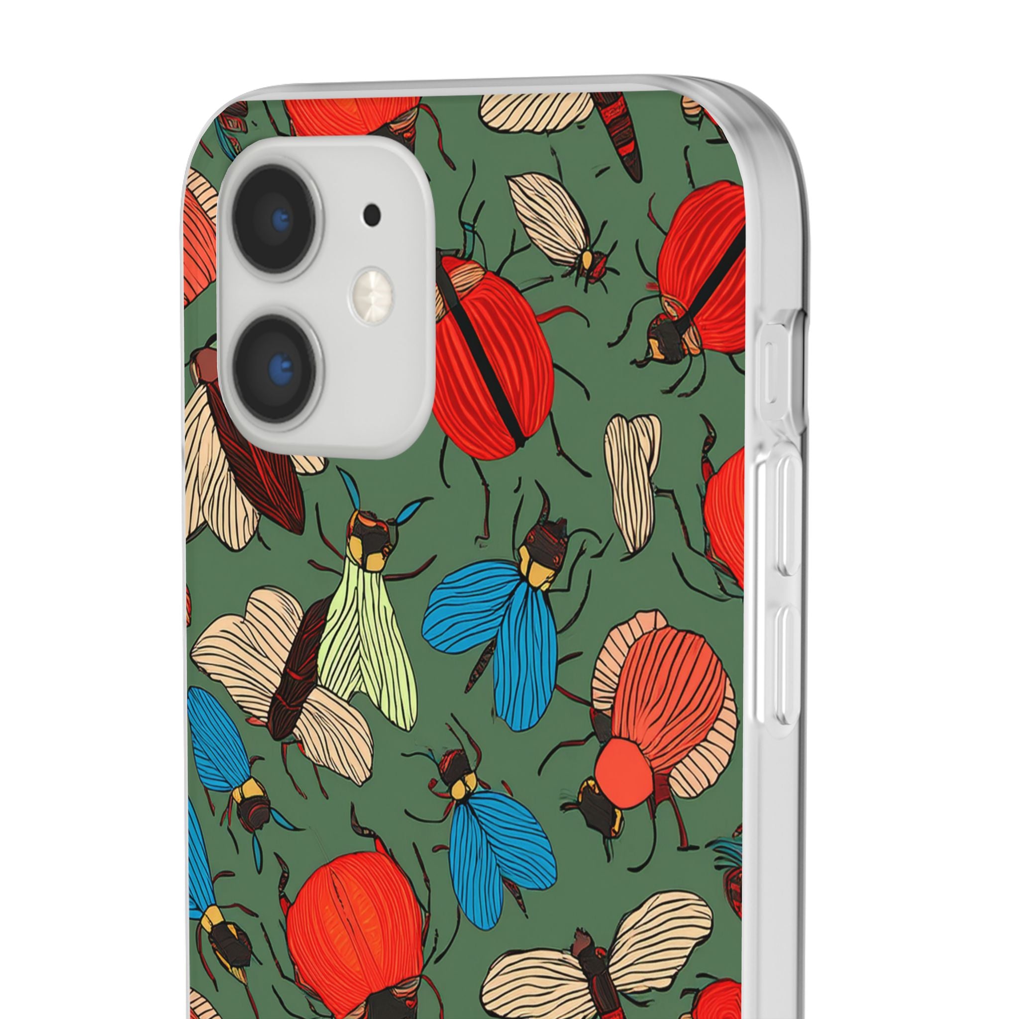 Bug Pattern Phone Case — Colorful Beetles & Flies Design