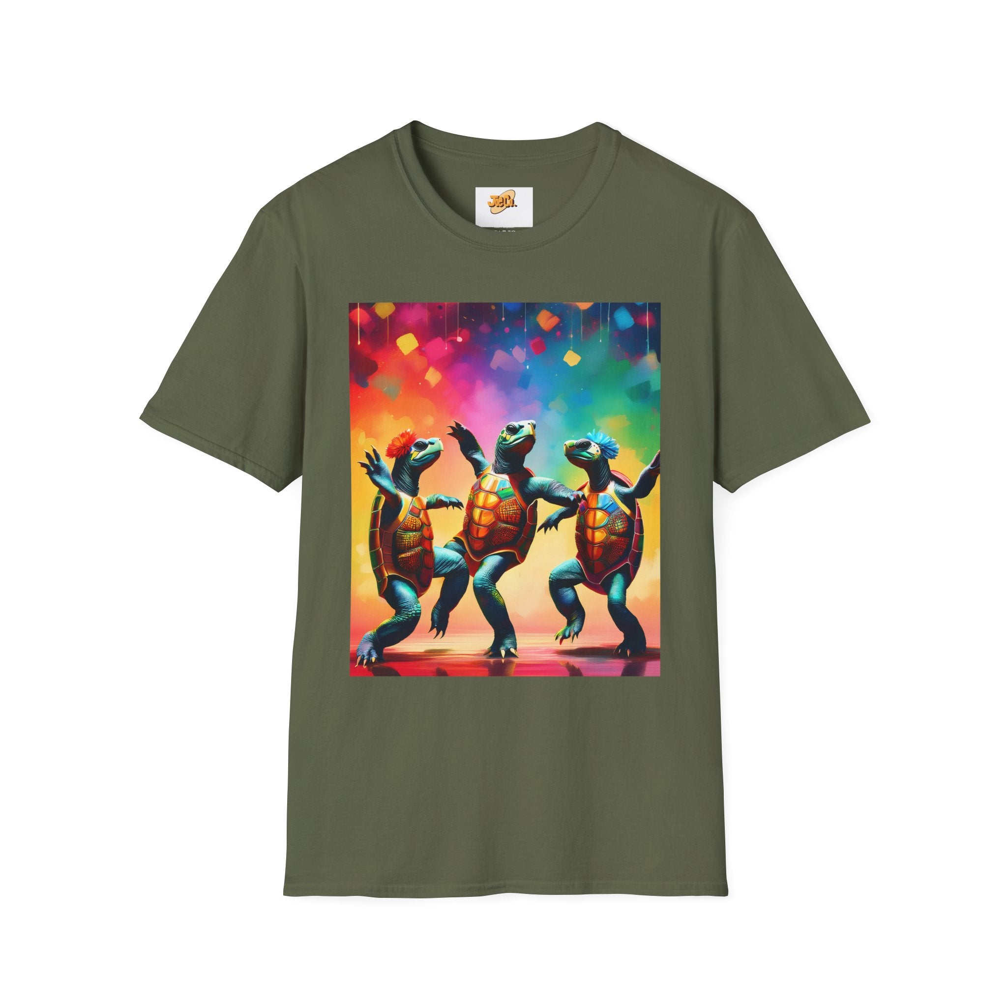 Dancing Turtles Graphic T-Shirt — Colorful Party Sea Turtle Tee