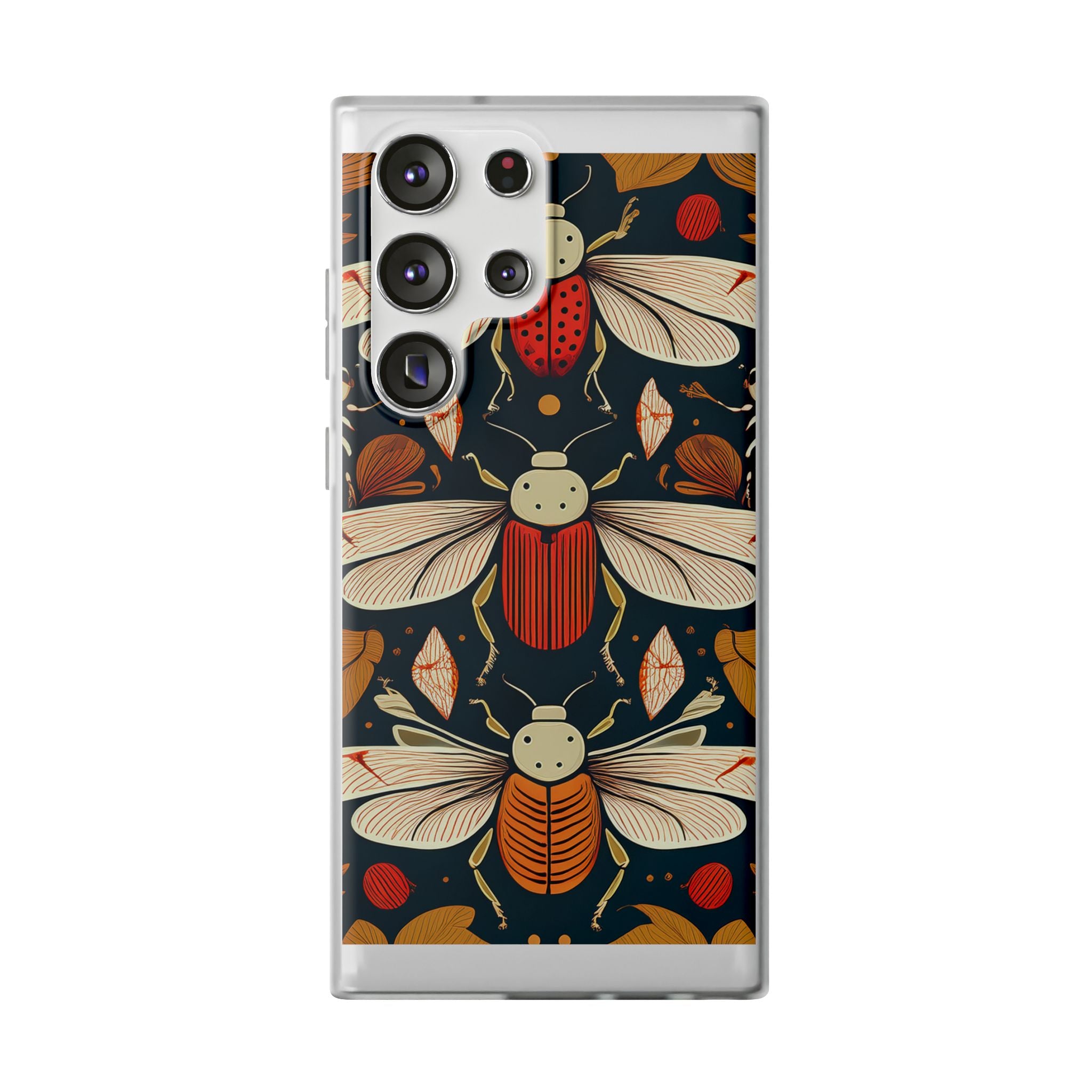 Bug Pattern Phone Case — Vintage Floral Firefly Design
