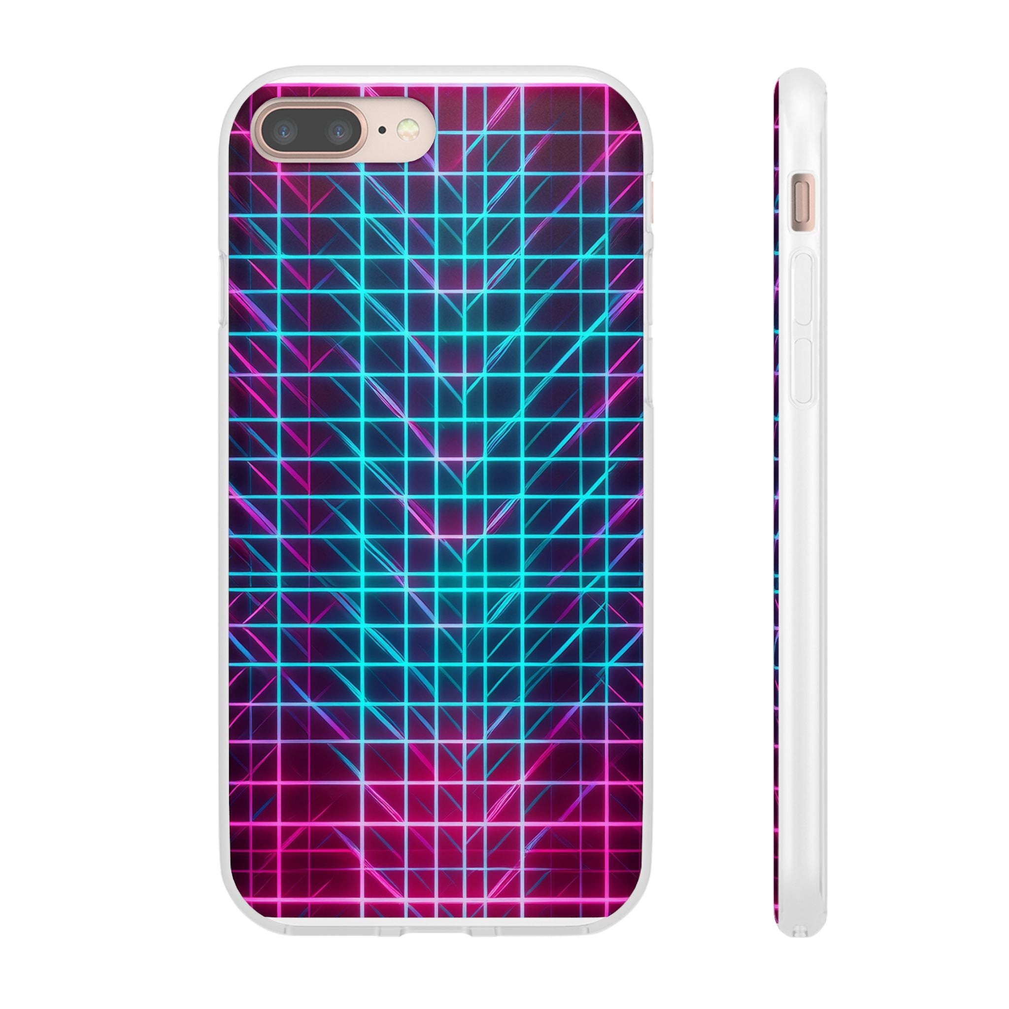 Retro Neon Grid Phone Case – 80s Vaporwave Geometric iPhone Cover
