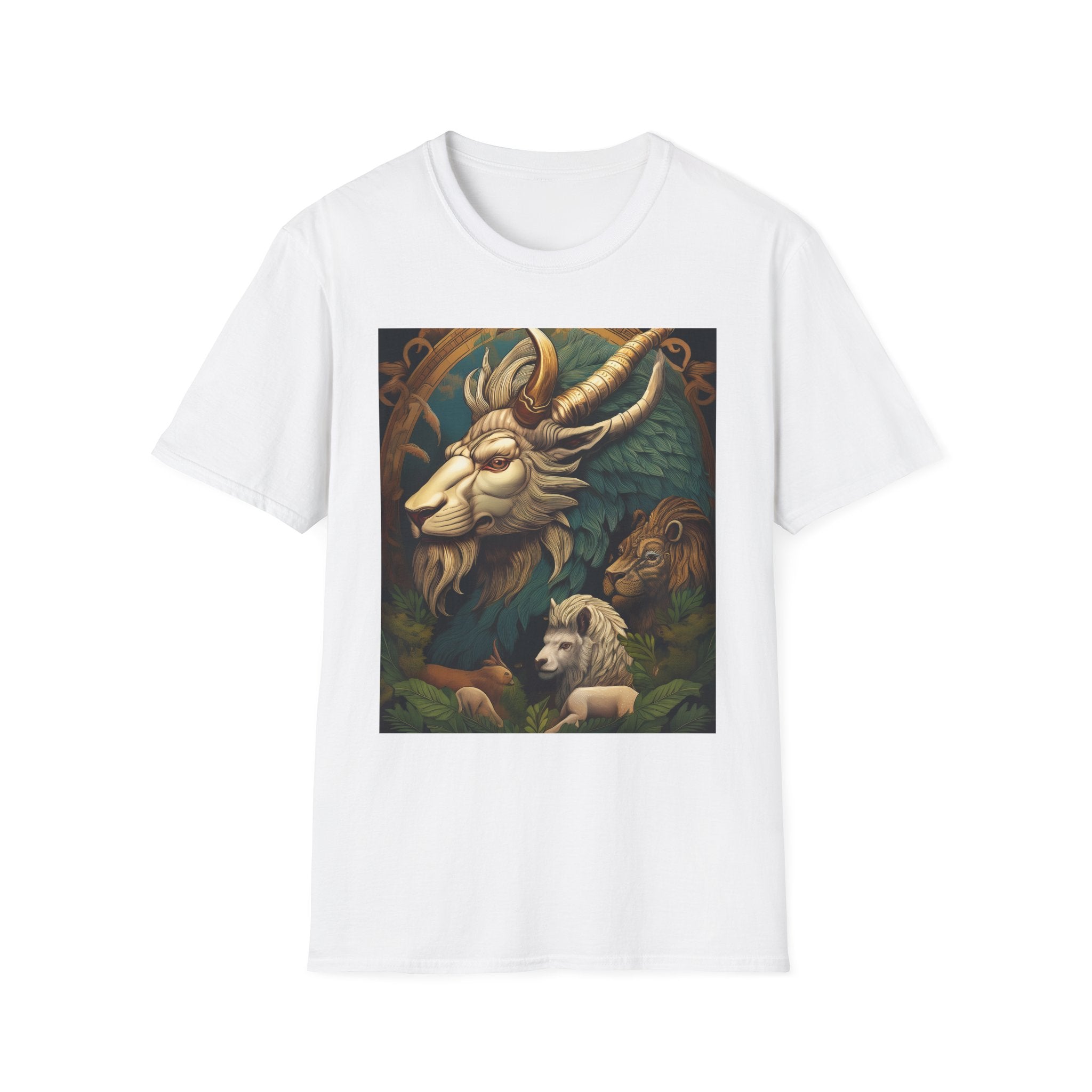 Mythical Beast Art T-Shirt — Majestic Ram & Goat Fantasy Illustration
