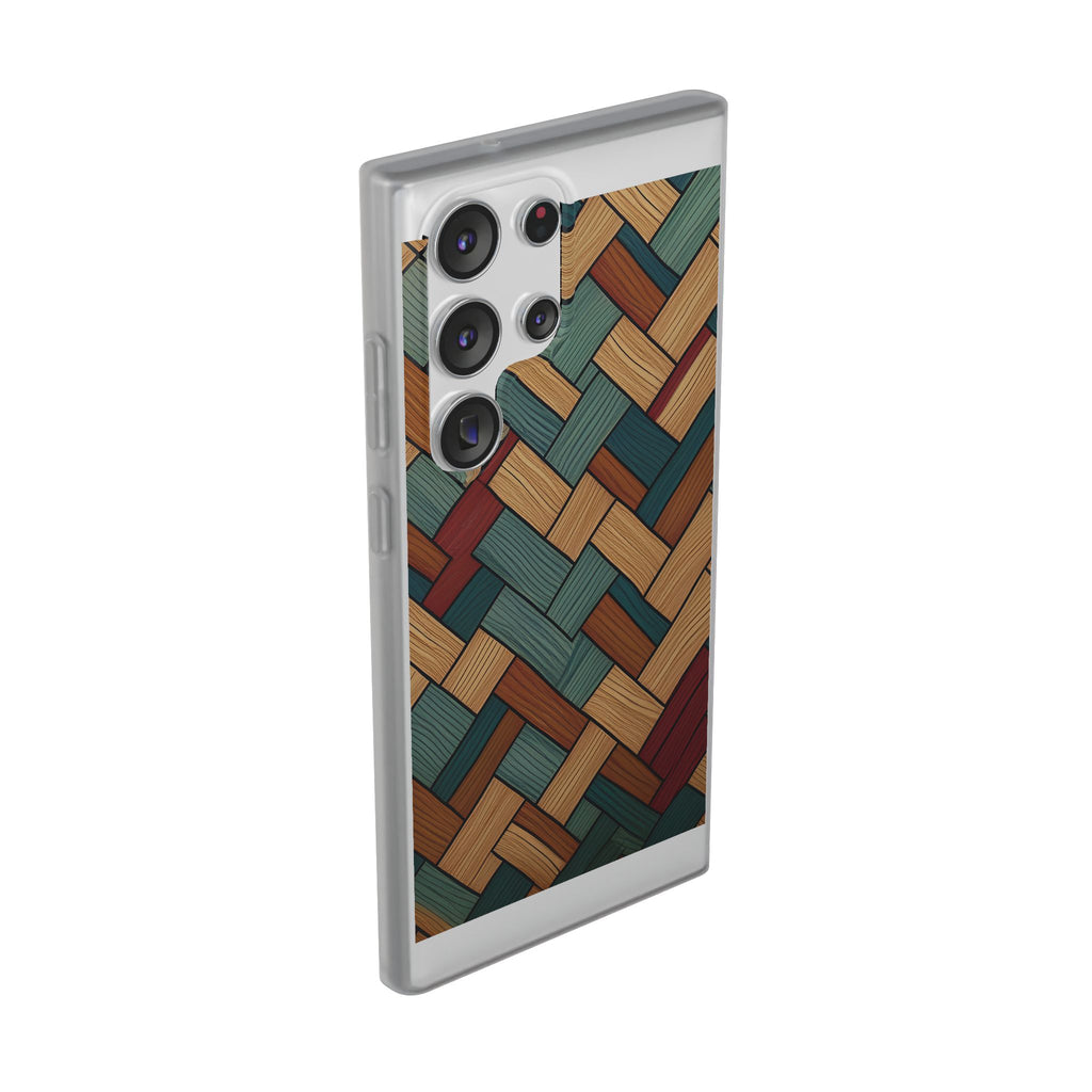 Woven Wood Pattern Phone Case — Rustic Geometric iPhone Flexi Case