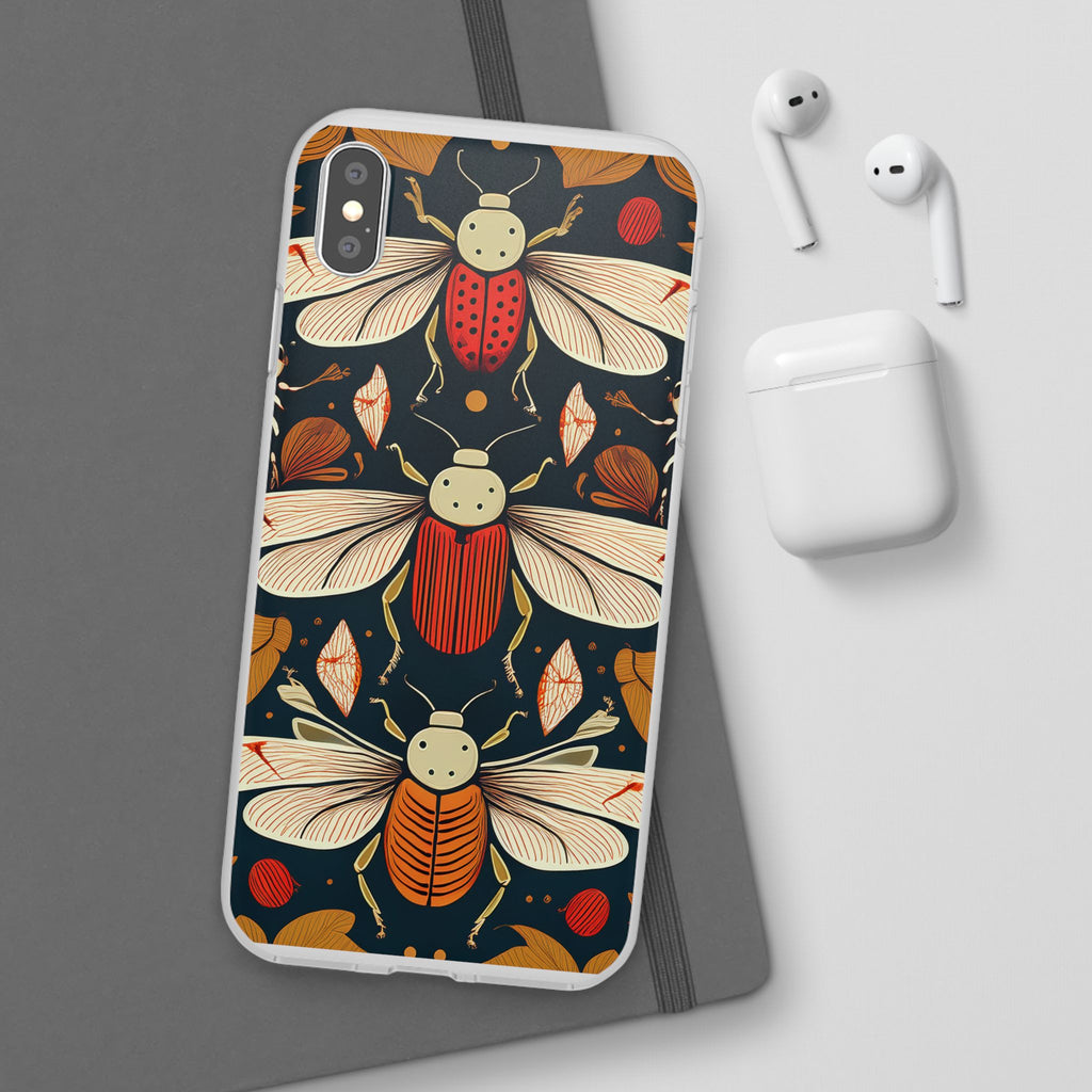 Bug Pattern Phone Case — Vintage Floral Firefly Design