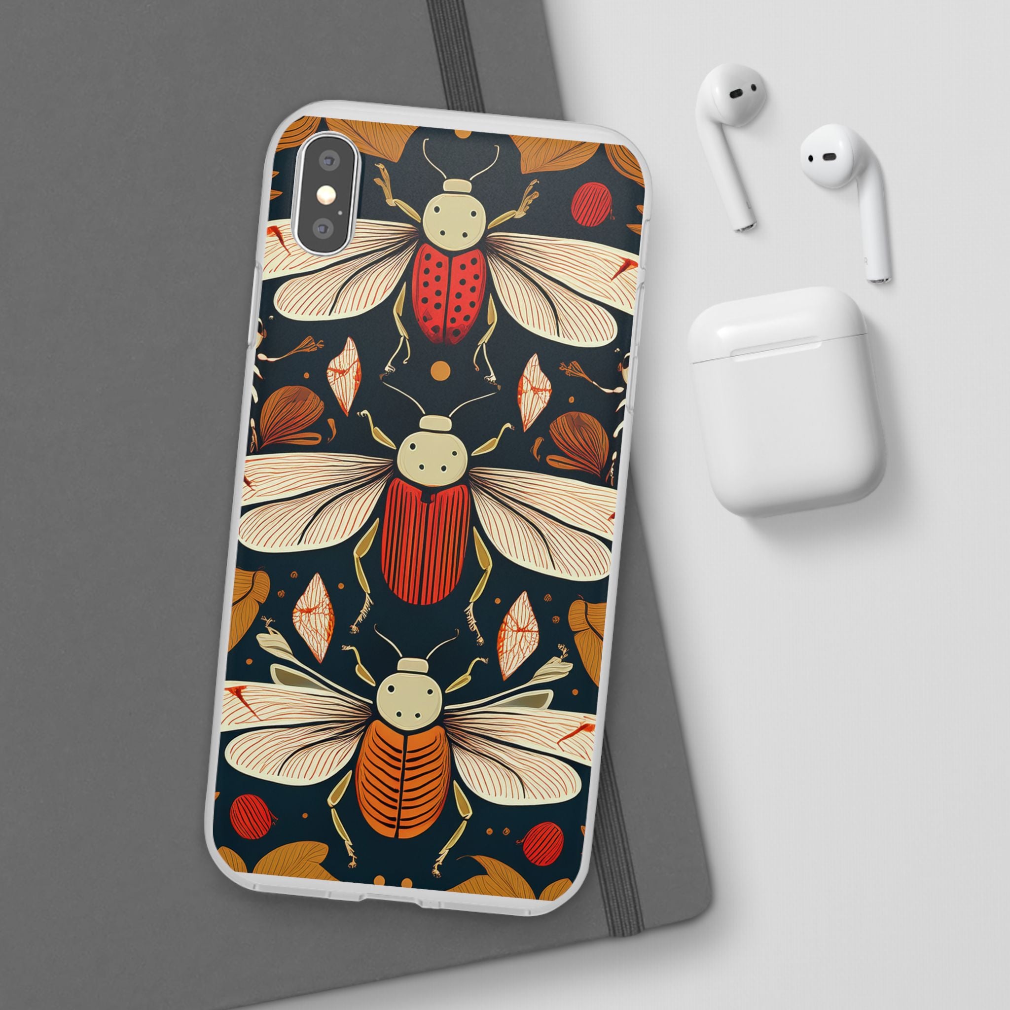 Bug Pattern Phone Case — Vintage Floral Firefly Design