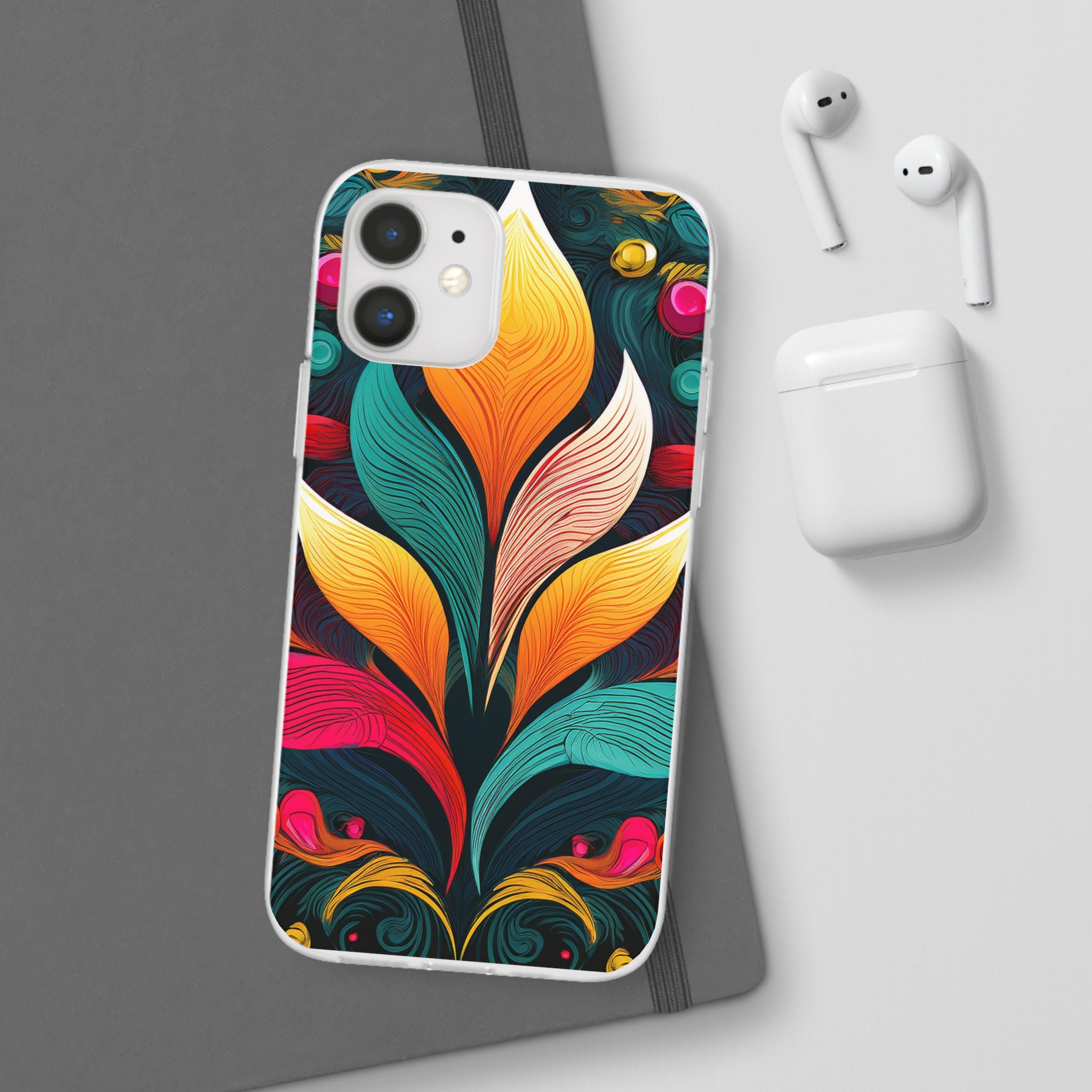 Floral Swirl Phone Case — Vibrant Boho Leaf Art Protective Cover