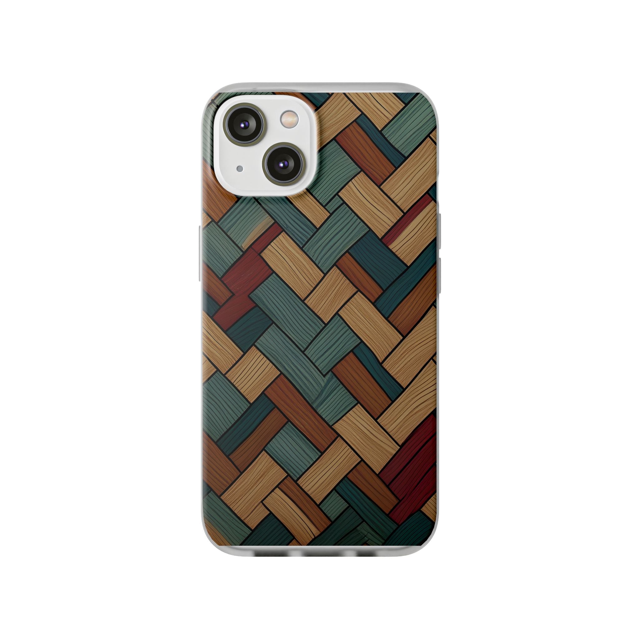 Woven Wood Pattern Phone Case — Rustic Geometric iPhone Flexi Case