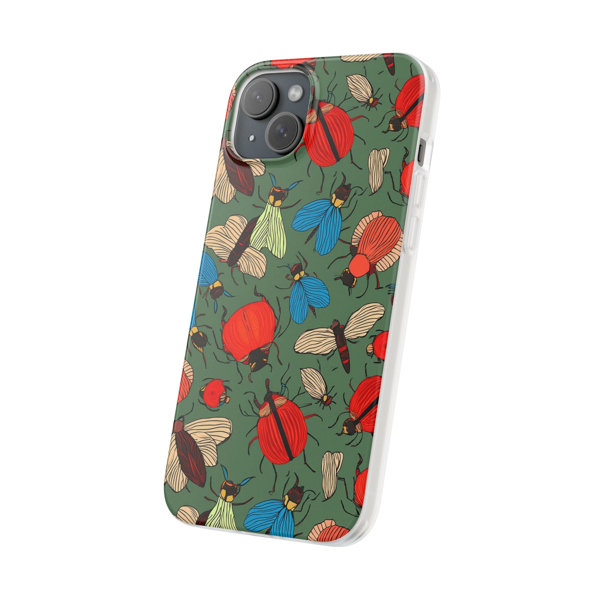 Bug Pattern Phone Case — Colorful Beetles & Flies Design