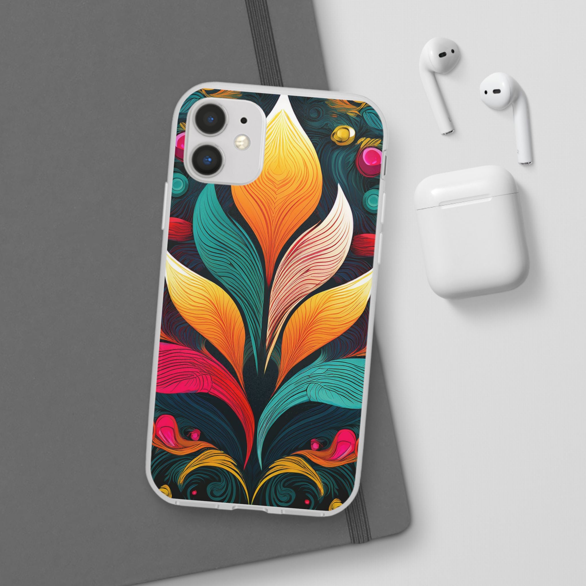Floral Swirl Phone Case — Vibrant Boho Leaf Art Protective Cover