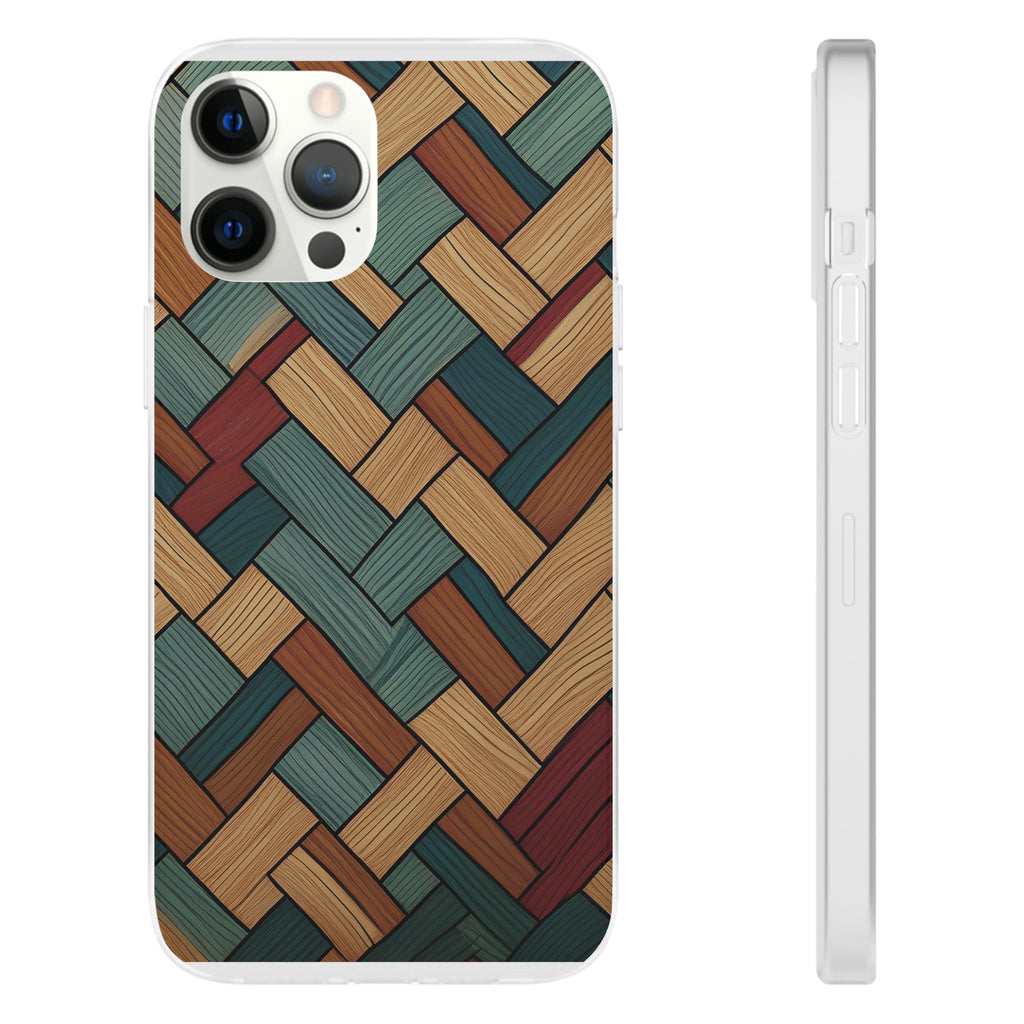 Woven Wood Pattern Phone Case — Rustic Geometric iPhone Flexi Case