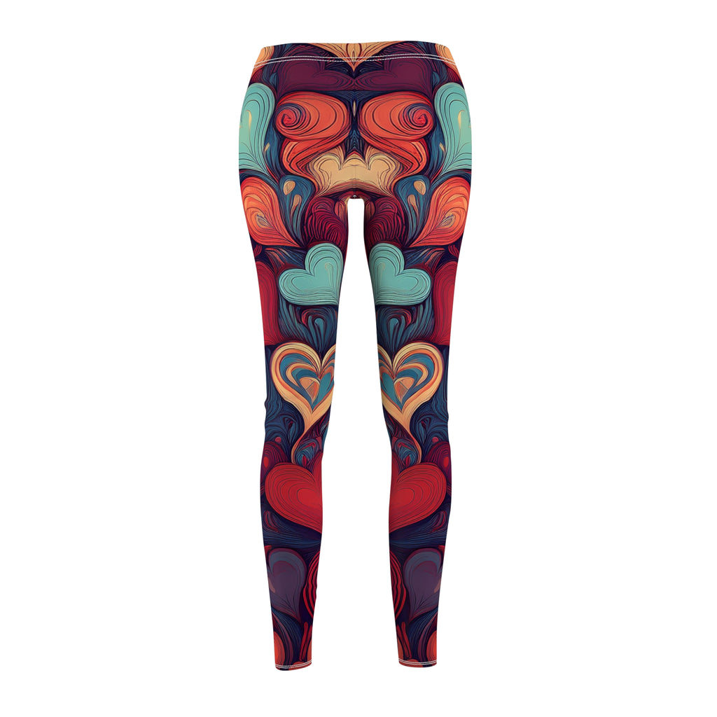 Heart Pattern Leggings — Colorful Retro Heart All-Over Print Leggings