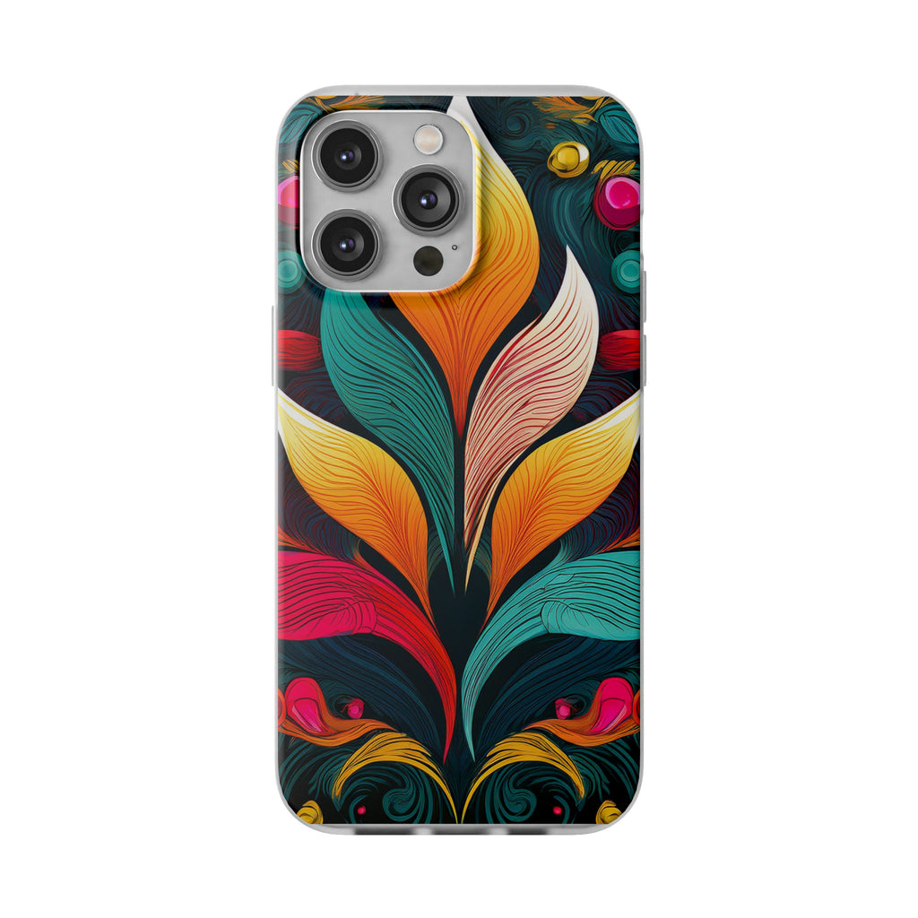 Floral Swirl Phone Case — Vibrant Boho Leaf Art Protective Cover
