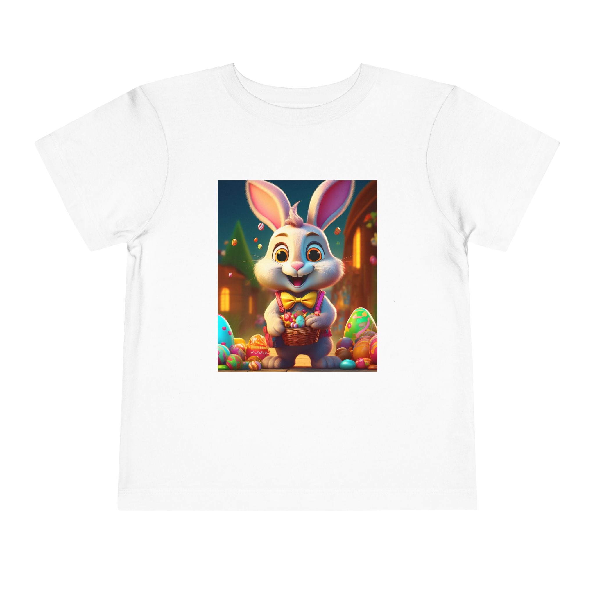 Easter Bunny Toddler Tee — Cute Bunny with Eggs Graphic Shirt