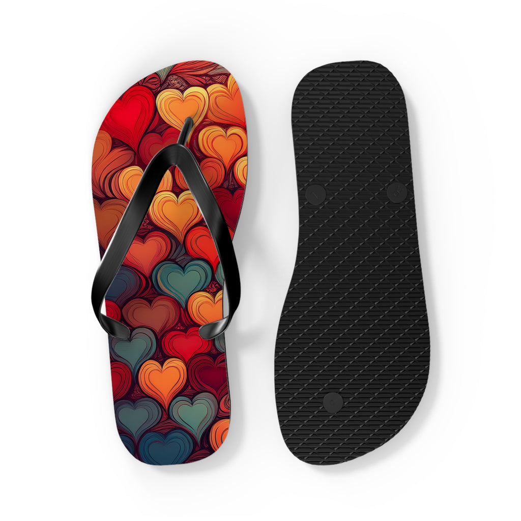 Heart Pattern Flip Flops — Colorful Romantic Summer Sandals