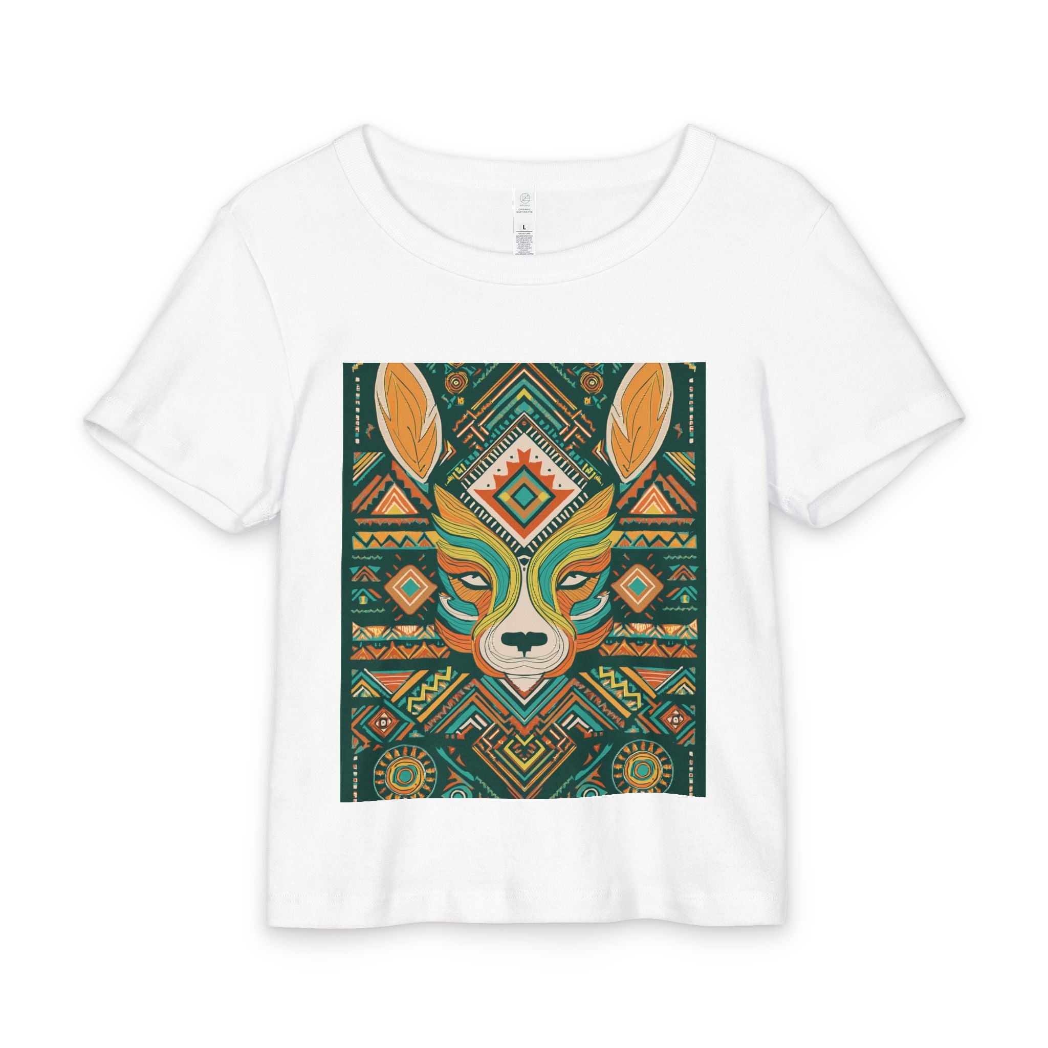 Tribal Fox Baby Tee — Organic Rib Infant T‑Shirt with Geometric Woodland Design