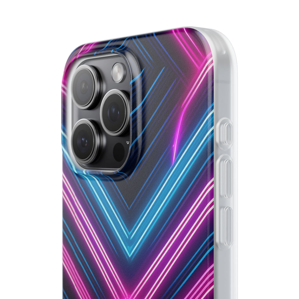 Neon Geometric Phone Case – Retro Vibes Blue & Pink Flexi Case
