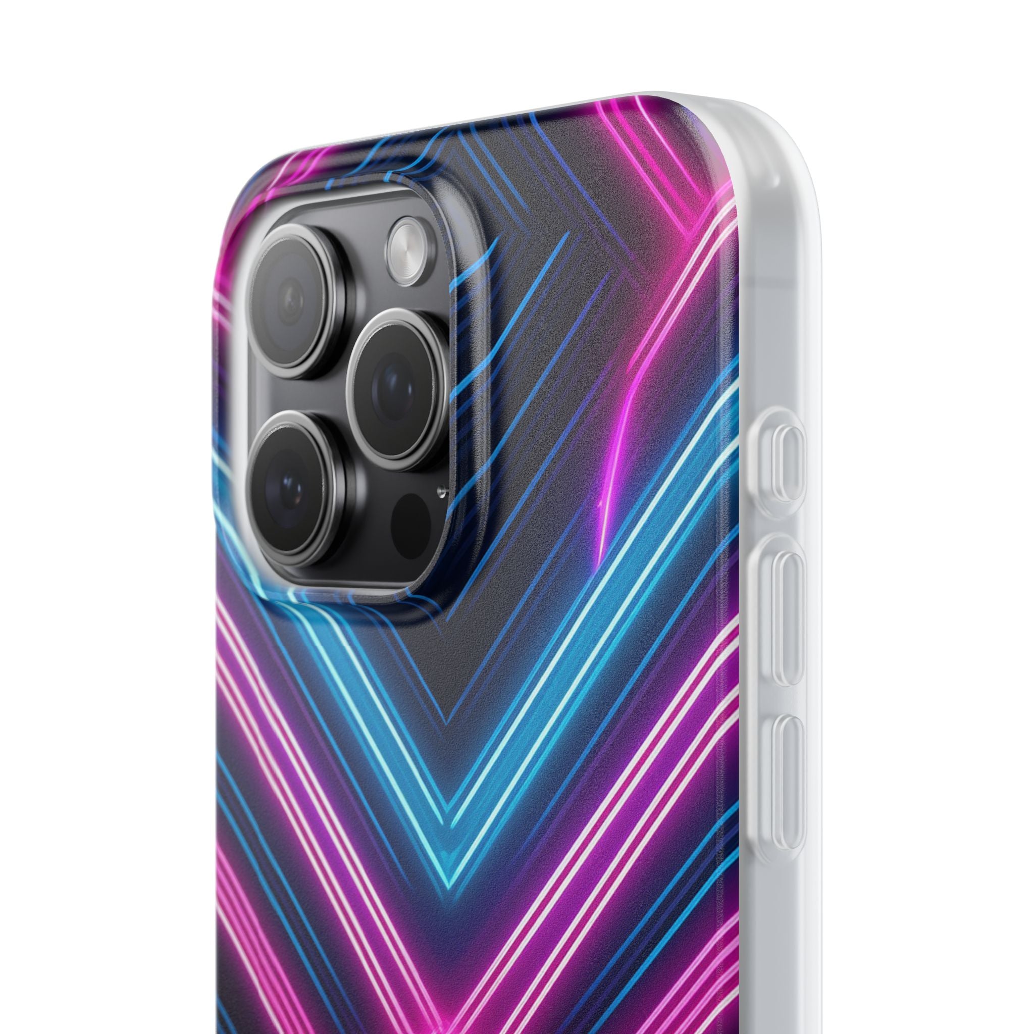 Neon Geometric Phone Case – Retro Vibes Blue & Pink Flexi Case