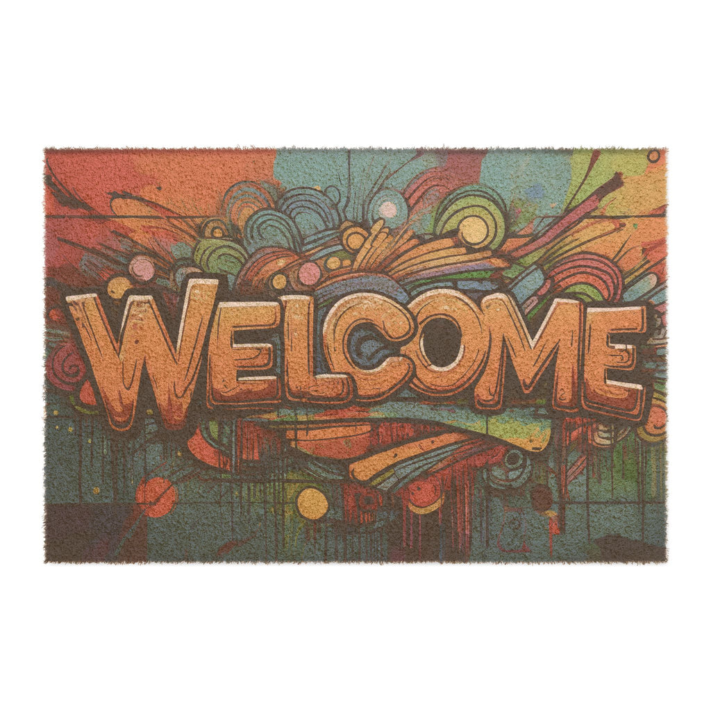 Welcome Graffiti Doormat — Colorful Urban Entryway Mat