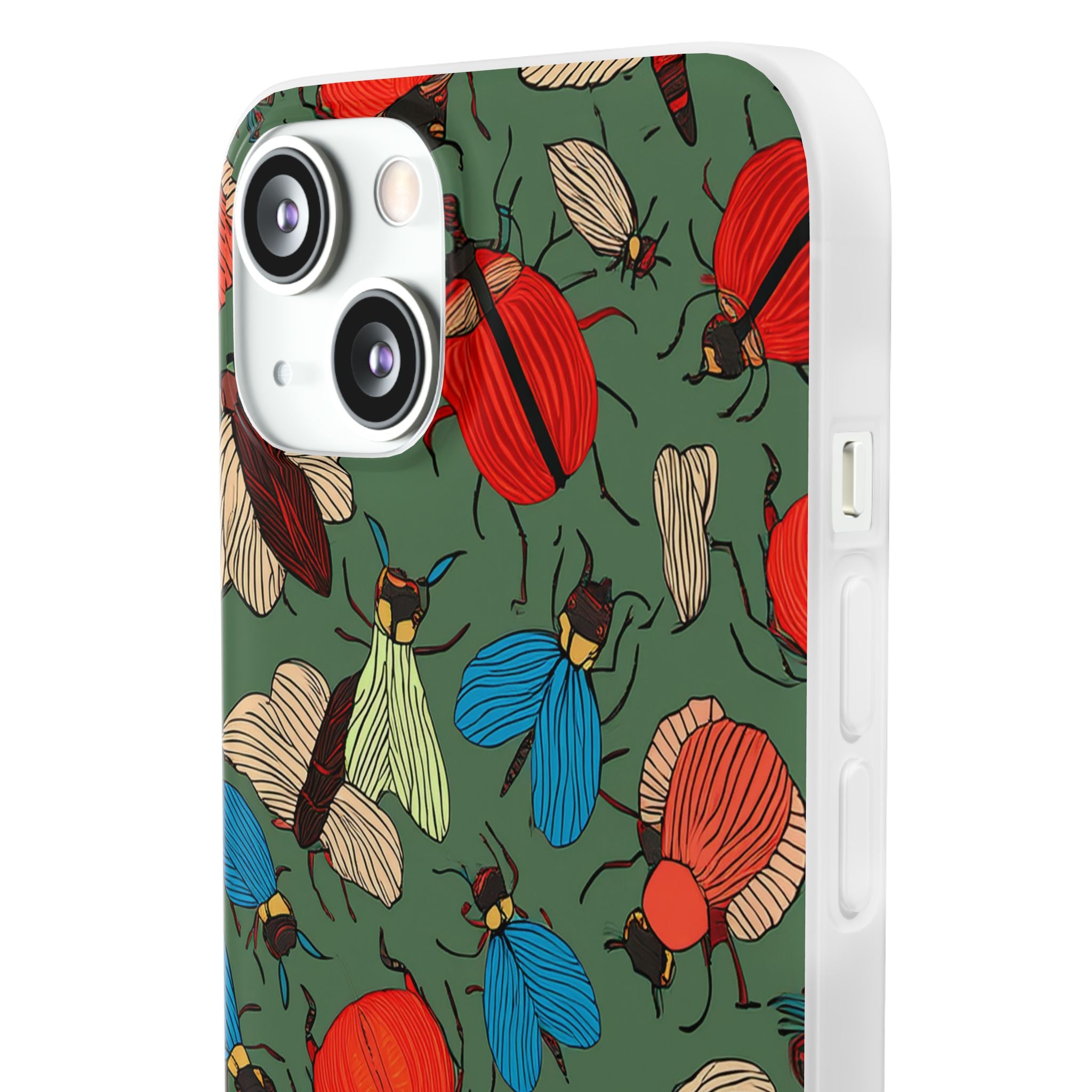 Bug Pattern Phone Case — Colorful Beetles & Flies Design