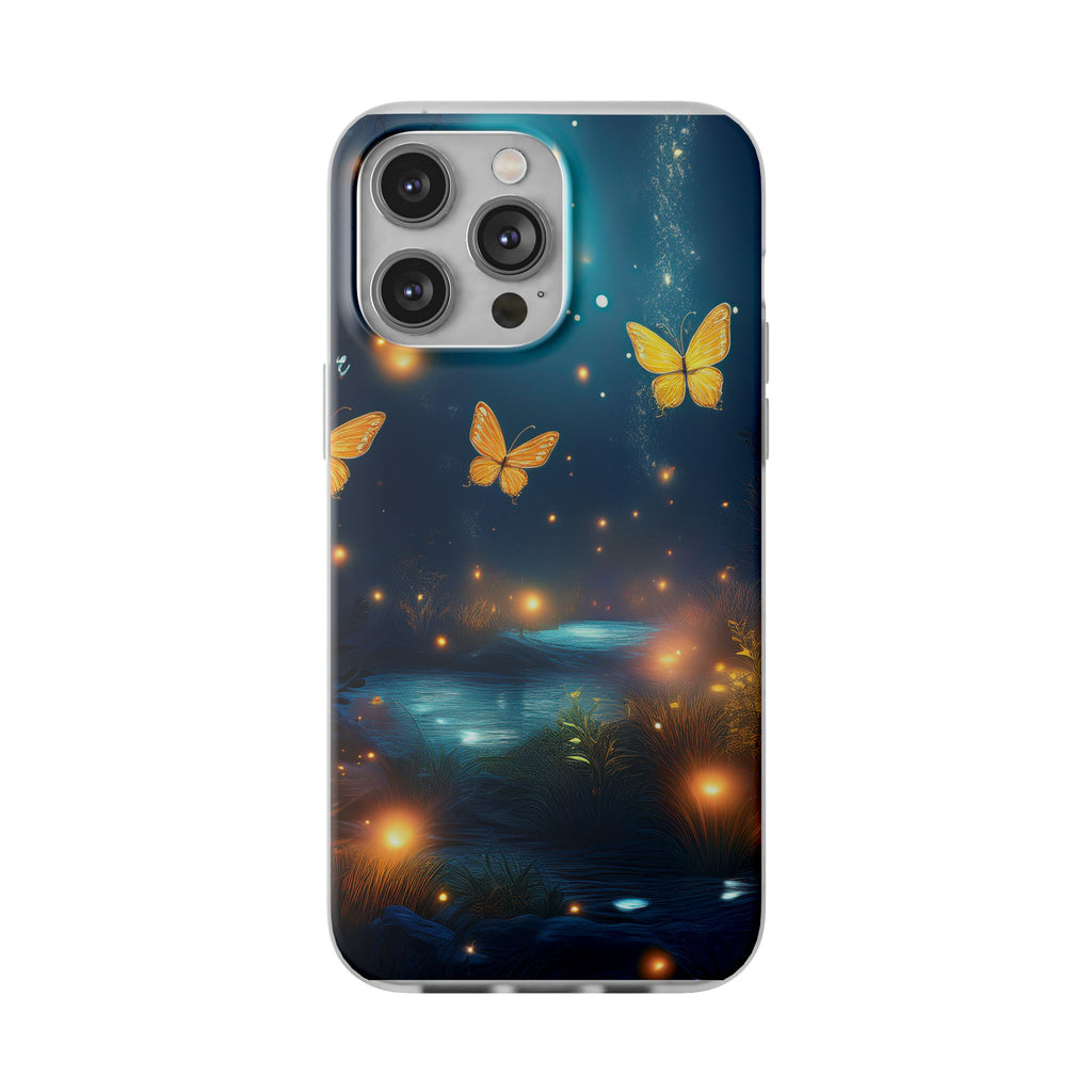 Butterfly Night Sky Phone Case – Glowing Firefly Fantasy for iPhone