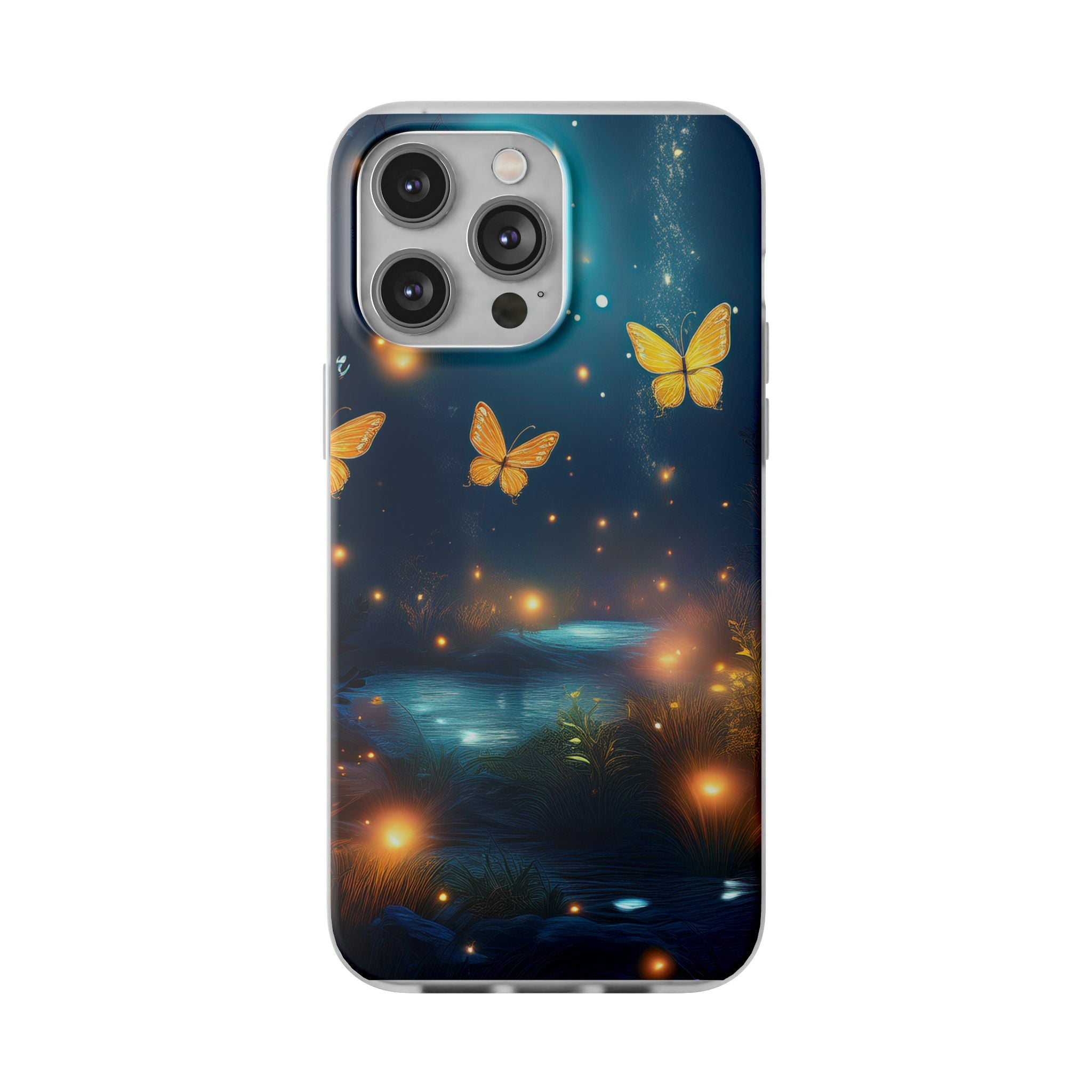 Butterfly Night Sky Phone Case – Glowing Firefly Fantasy for iPhone