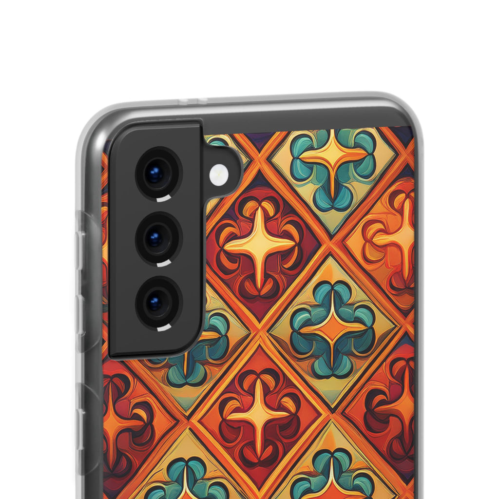 Vintage Tile Pattern Phone Case — Retro Moroccan Geometric Flexi Case