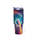 40oz Vacuum Tumbler — Neon Geometric Cosmic Design