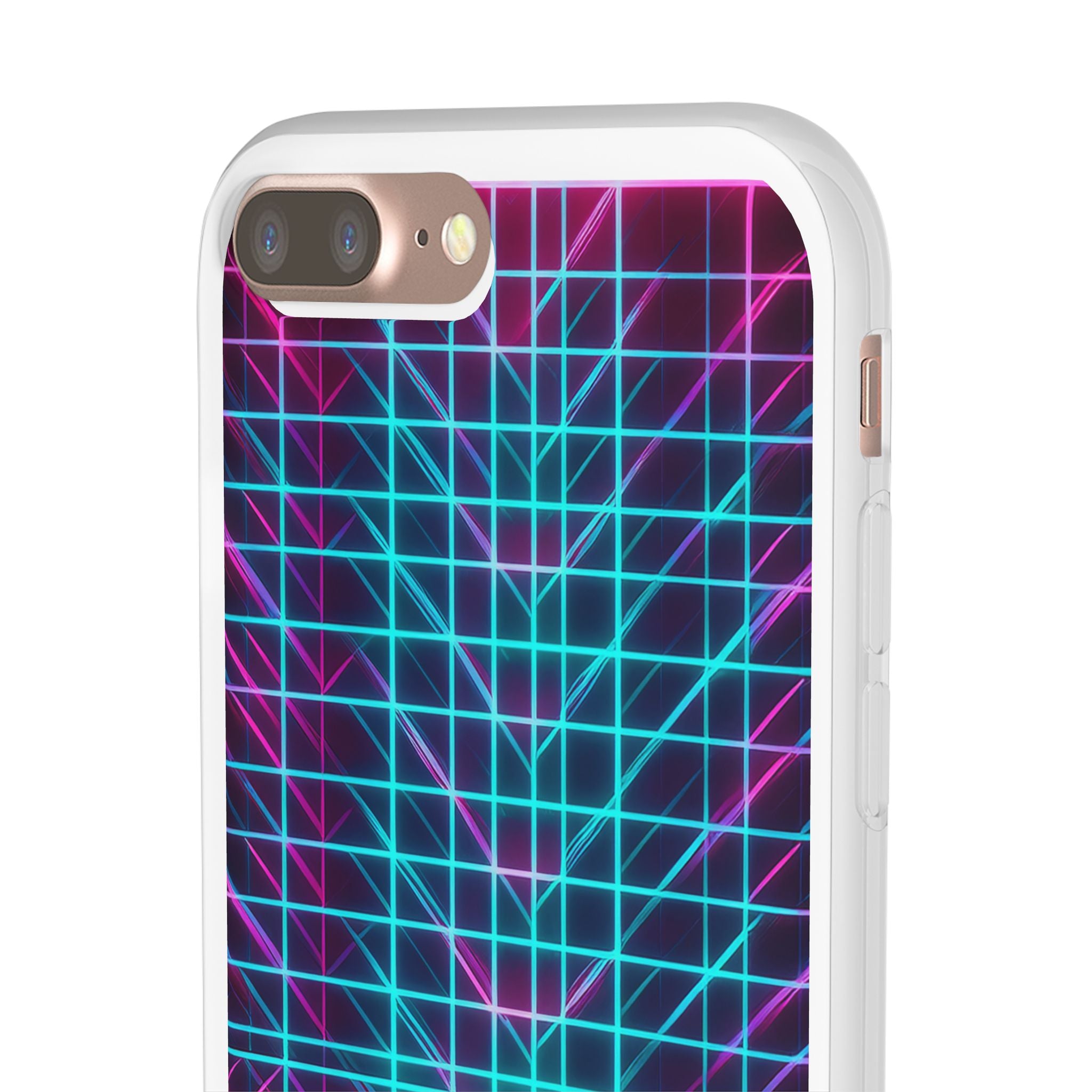 Retro Neon Grid Phone Case – 80s Vaporwave Geometric iPhone Cover