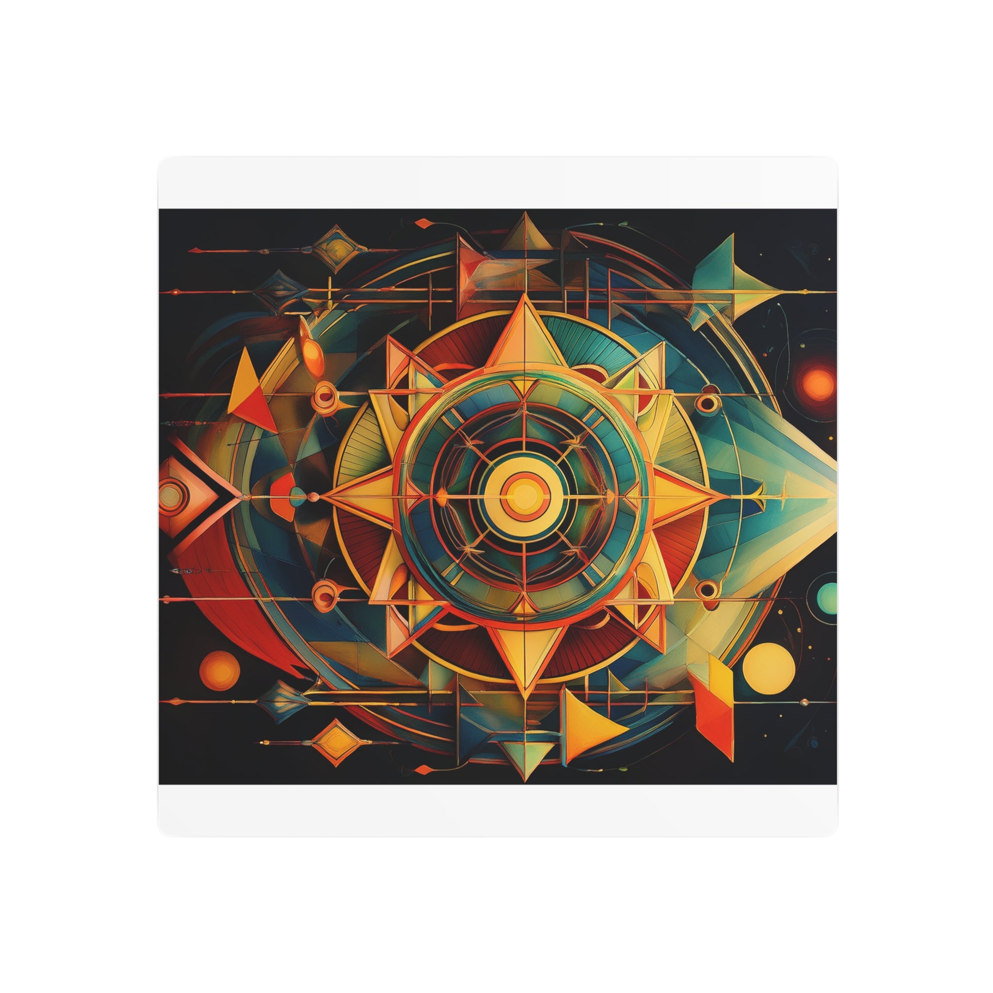 Geometric Compass Metal Art Sign — Abstract Nautical Wall Decor