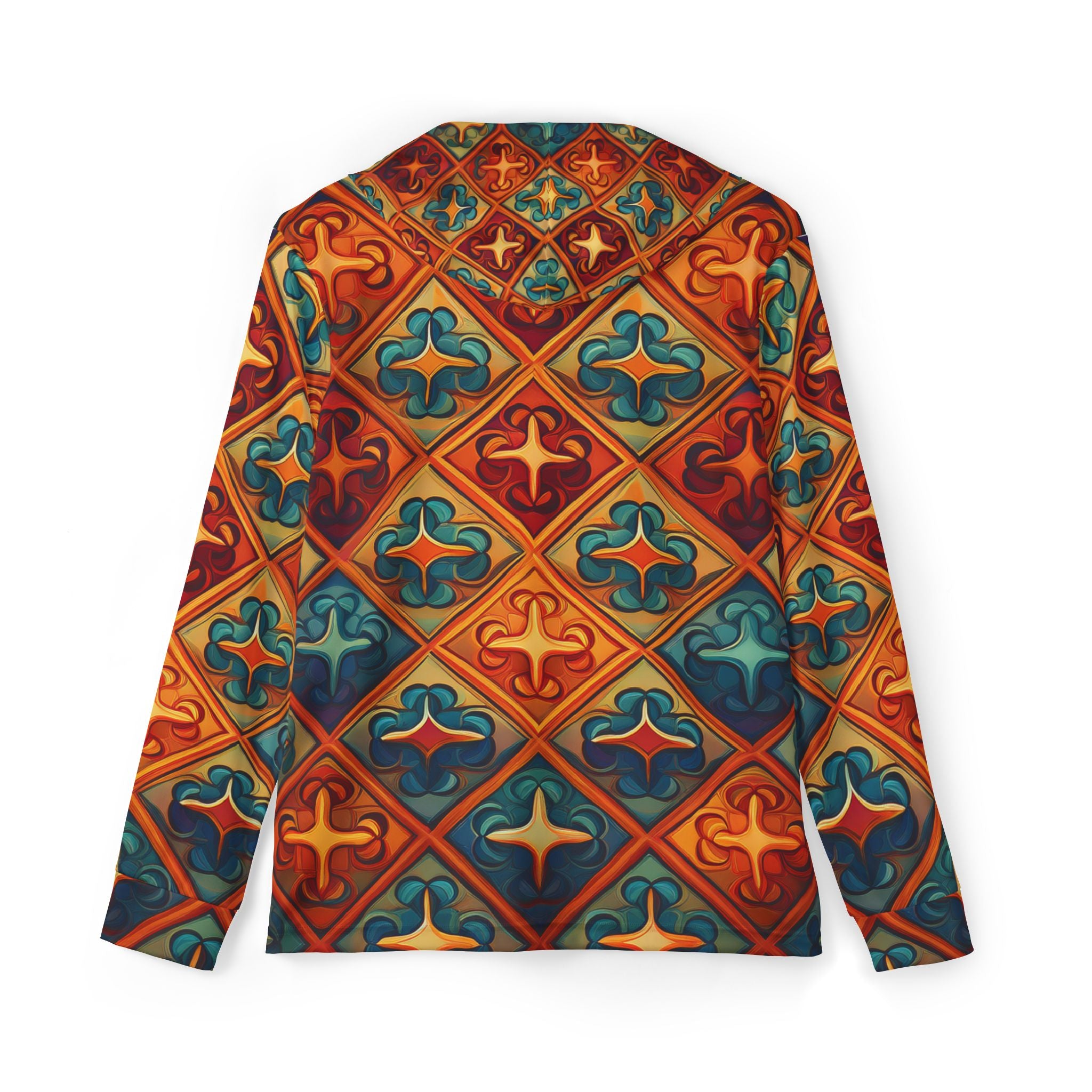 Patterned Hoodie - Vintage Tile Mosaic All-Over Print Men's Warmup Hoodie