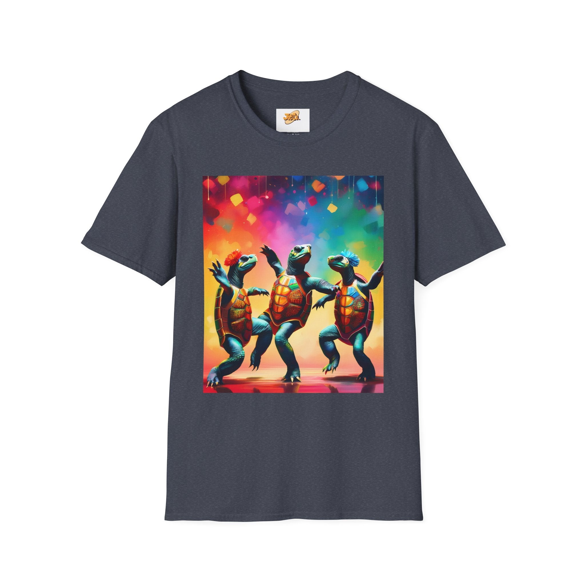 Dancing Turtles Graphic T-Shirt — Colorful Party Sea Turtle Tee