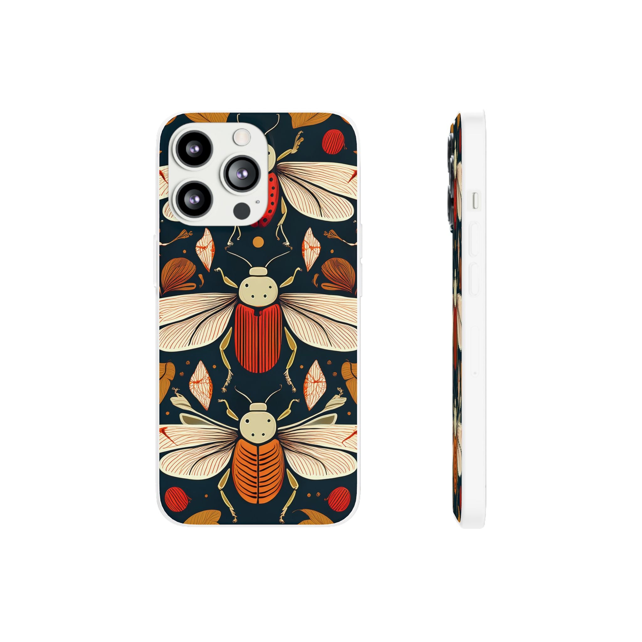 Bug Pattern Phone Case — Vintage Floral Firefly Design