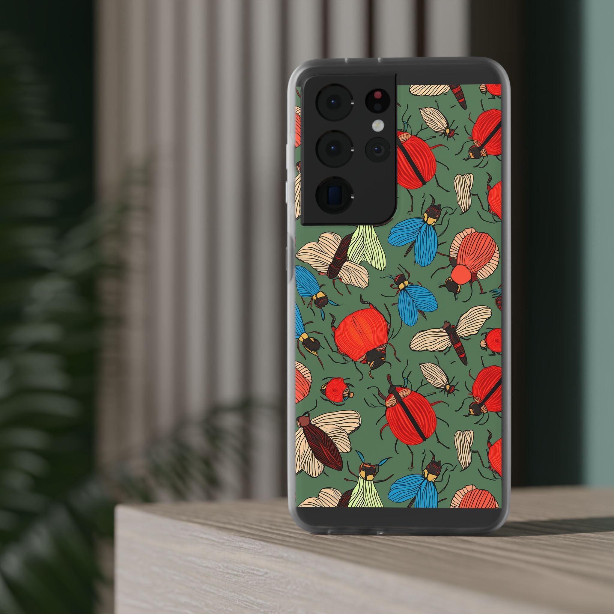 Bug Pattern Phone Case — Colorful Beetles & Flies Design