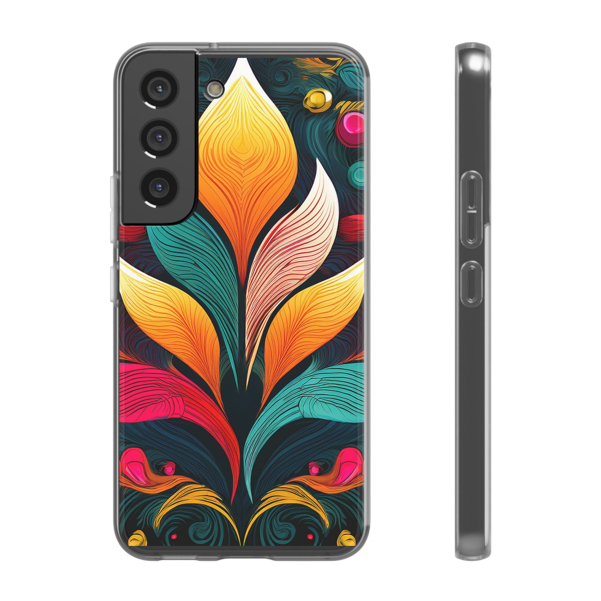 Floral Swirl Phone Case — Vibrant Boho Leaf Art Protective Cover