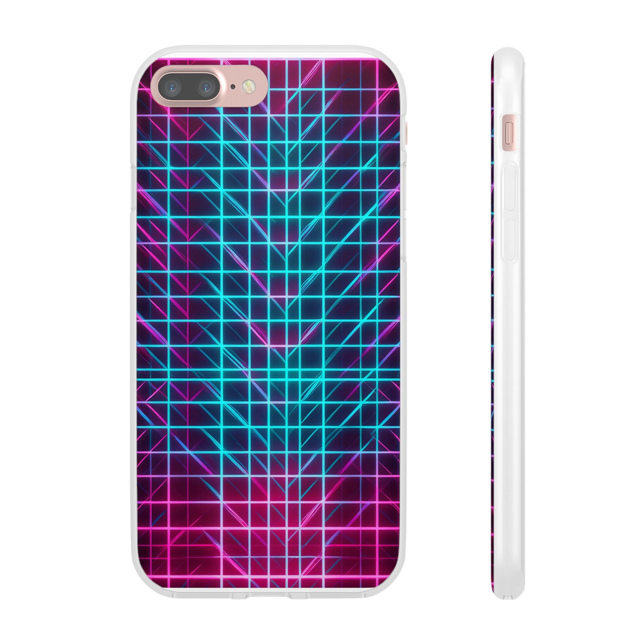 Retro Neon Grid Phone Case – 80s Vaporwave Geometric iPhone Cover