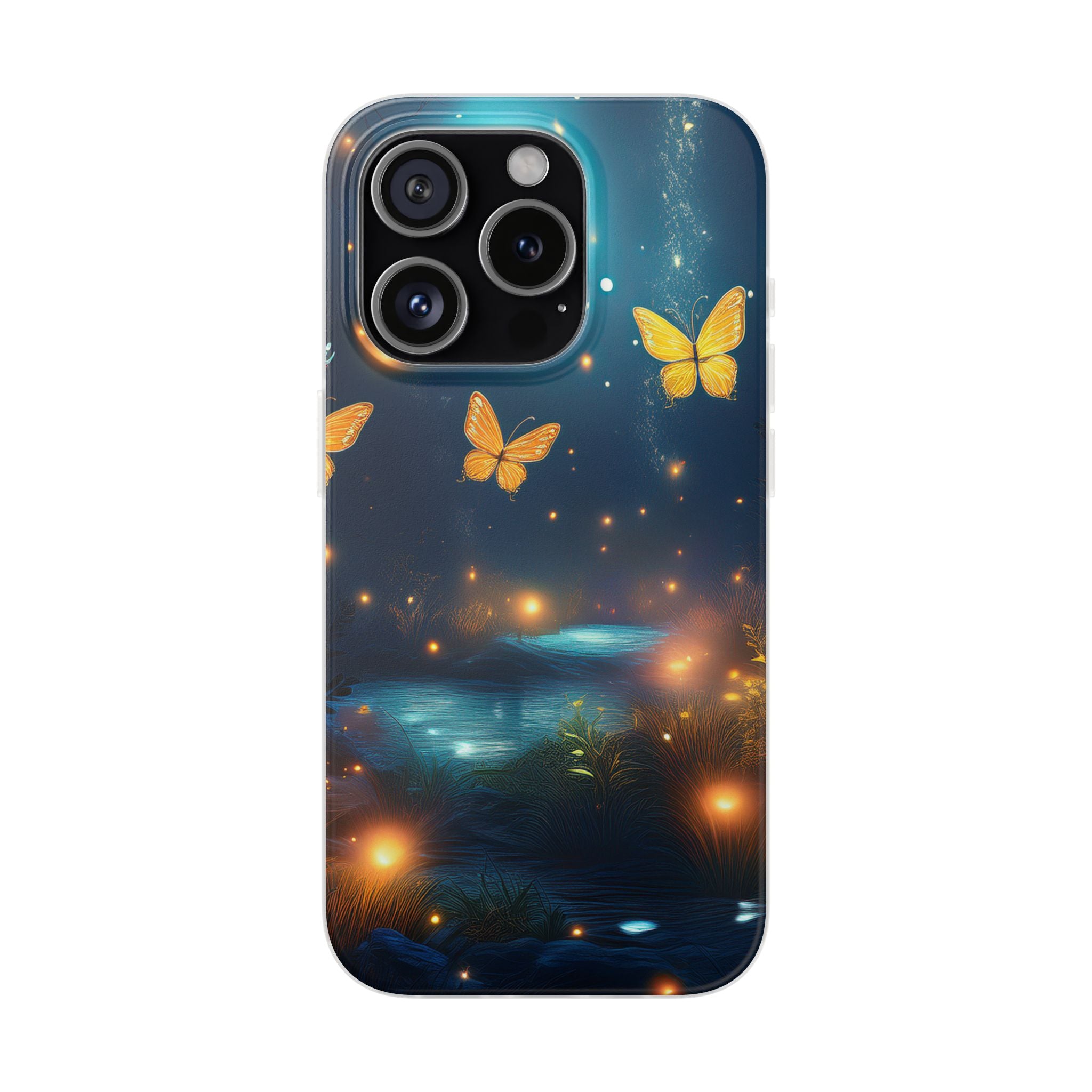 Butterfly Night Sky Phone Case – Glowing Firefly Fantasy for iPhone