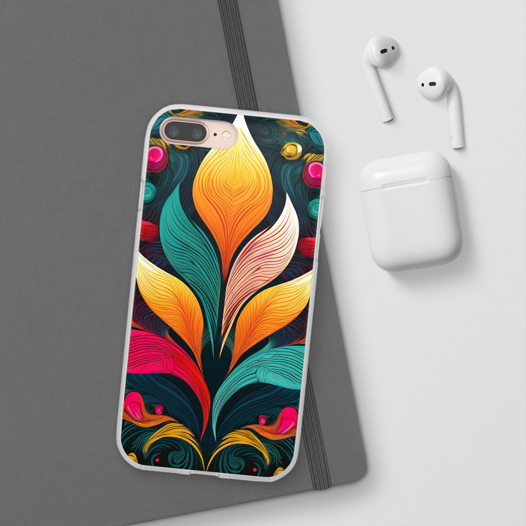 Floral Swirl Phone Case — Vibrant Boho Leaf Art Protective Cover