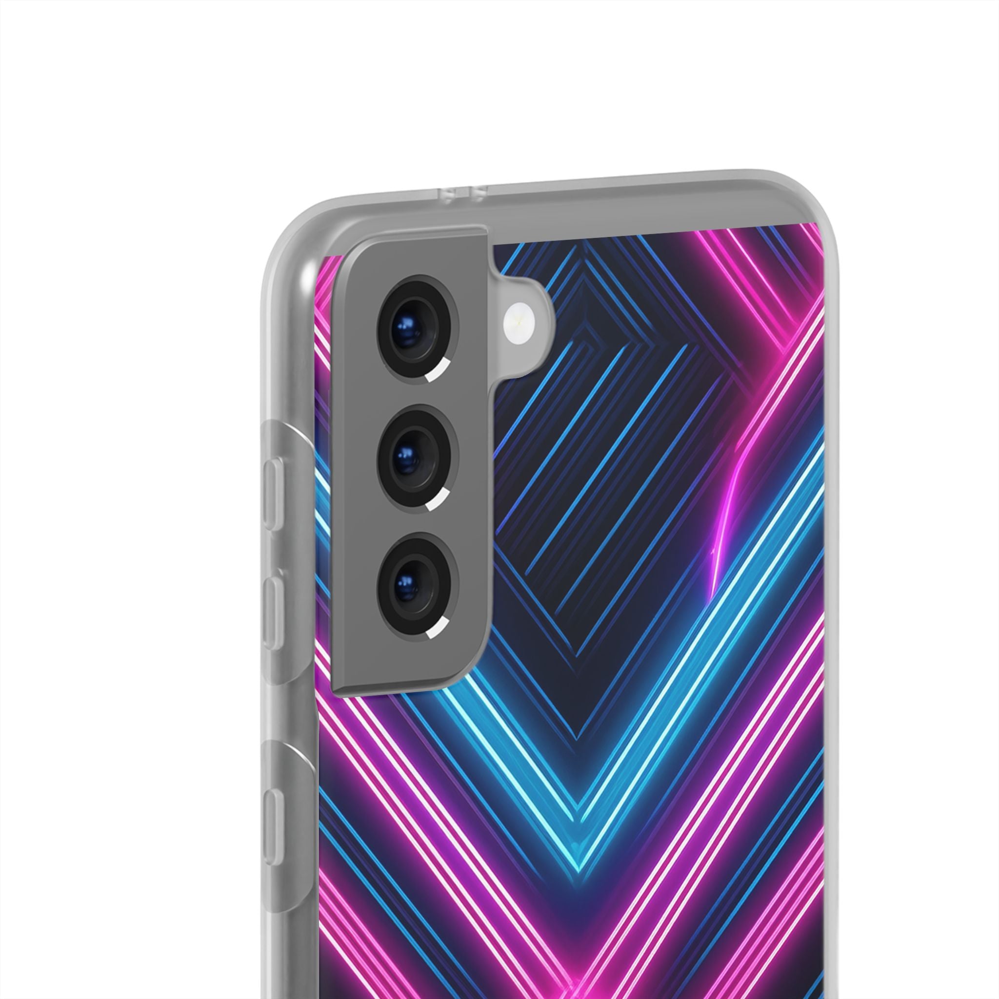 Neon Geometric Phone Case – Retro Vibes Blue & Pink Flexi Case