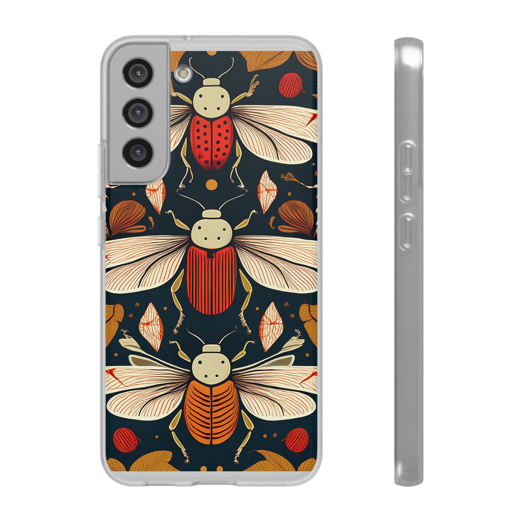 Bug Pattern Phone Case — Vintage Floral Firefly Design