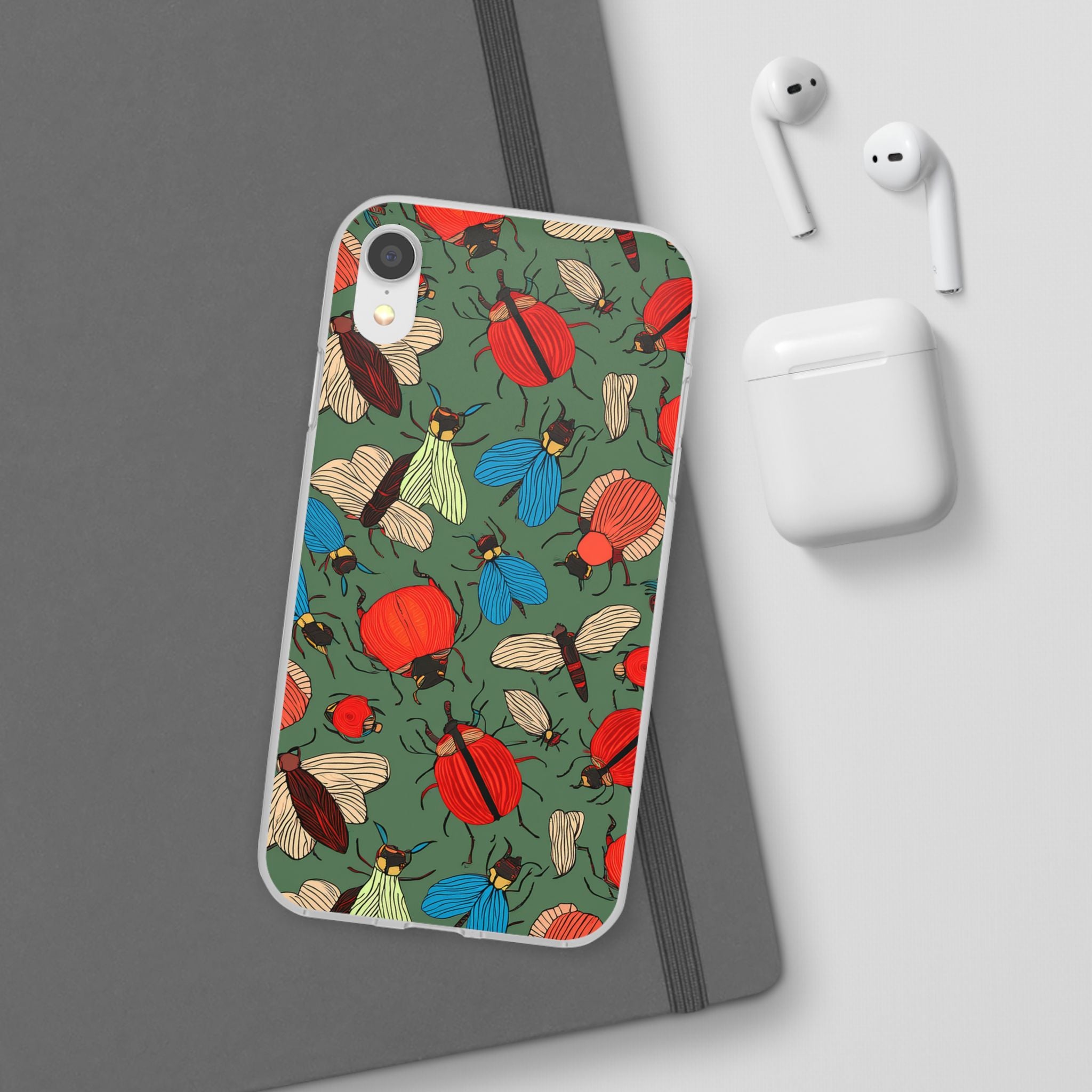 Bug Pattern Phone Case — Colorful Beetles & Flies Design