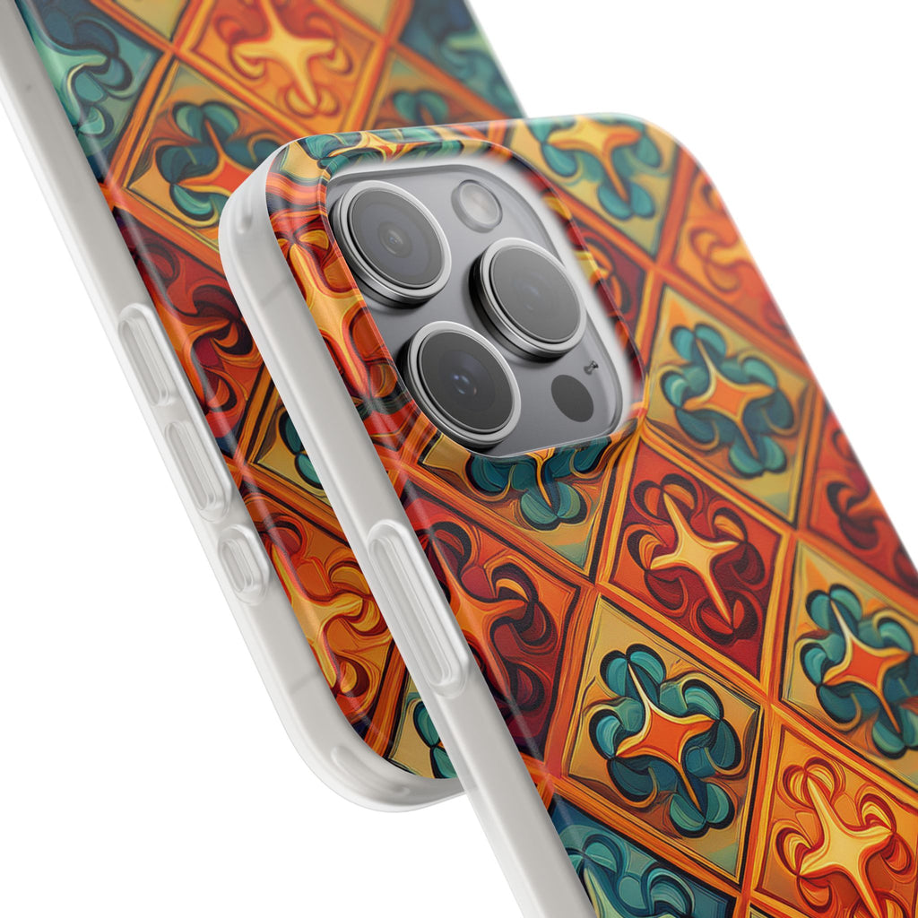 Vintage Tile Pattern Phone Case — Retro Moroccan Geometric Flexi Case