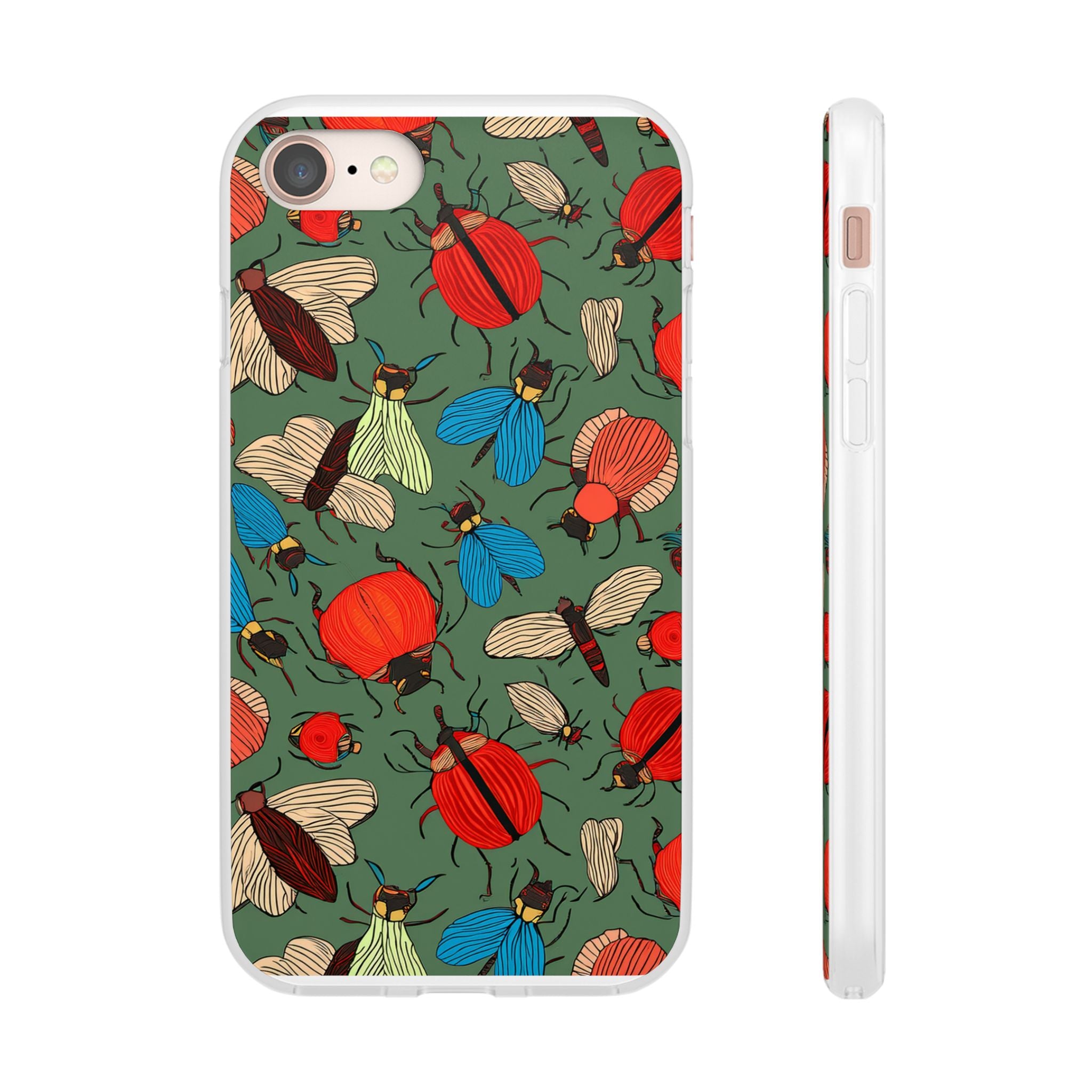 Bug Pattern Phone Case — Colorful Beetles & Flies Design