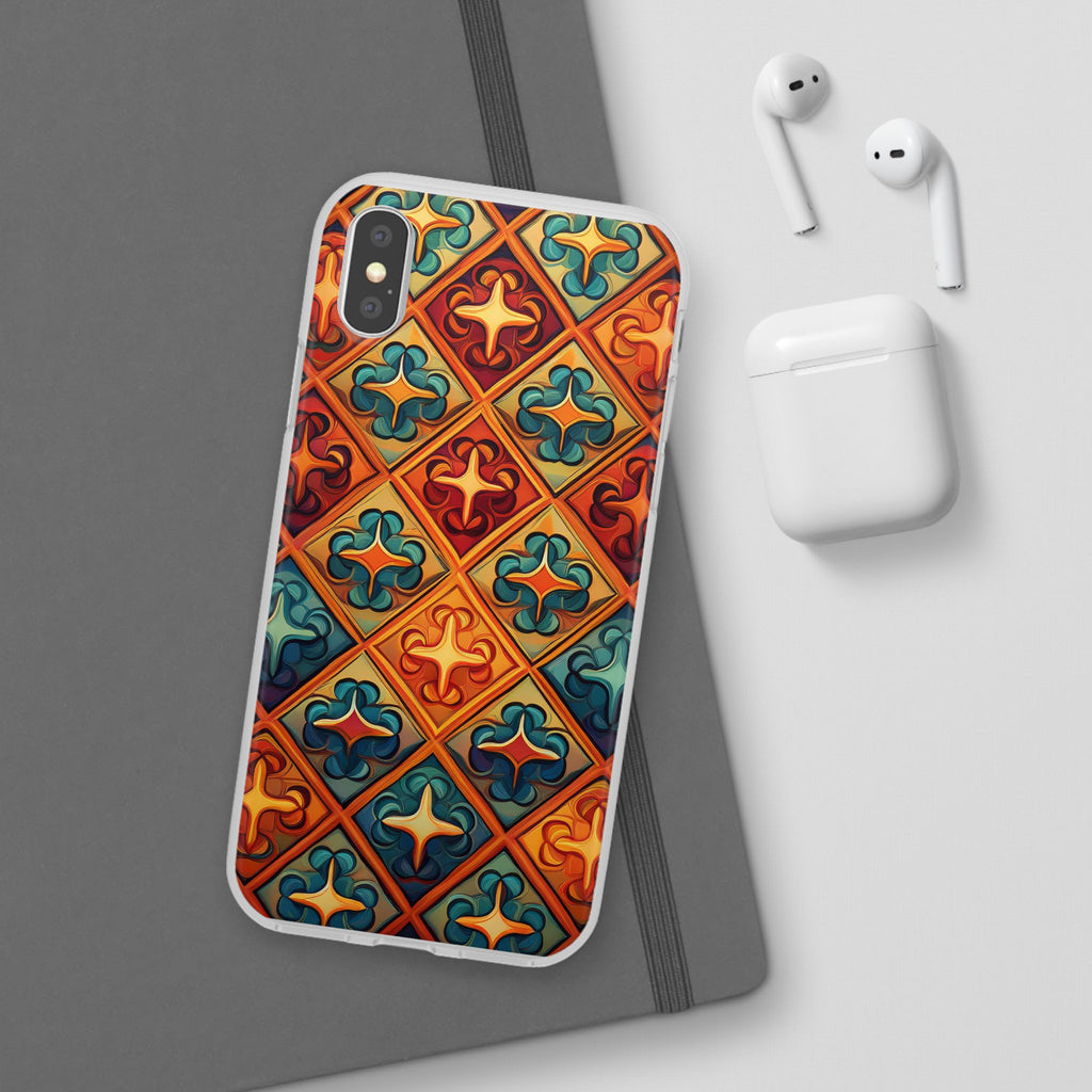 Vintage Tile Pattern Phone Case — Retro Moroccan Geometric Flexi Case